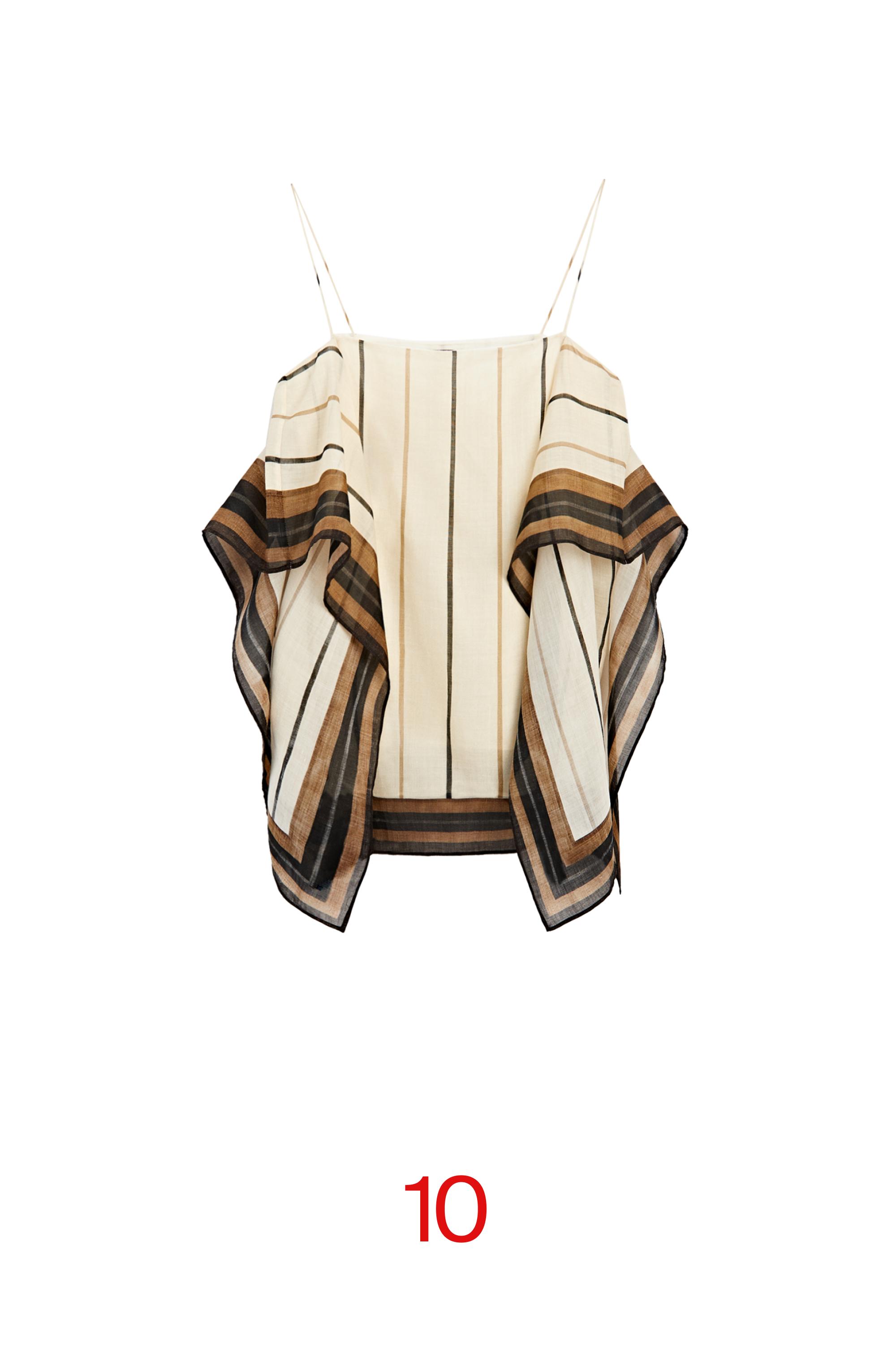 Flowing striped strappy top — BLUSH-BEIGE