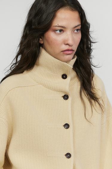 100% wool buttoned knit cardigan — Vanilla 5