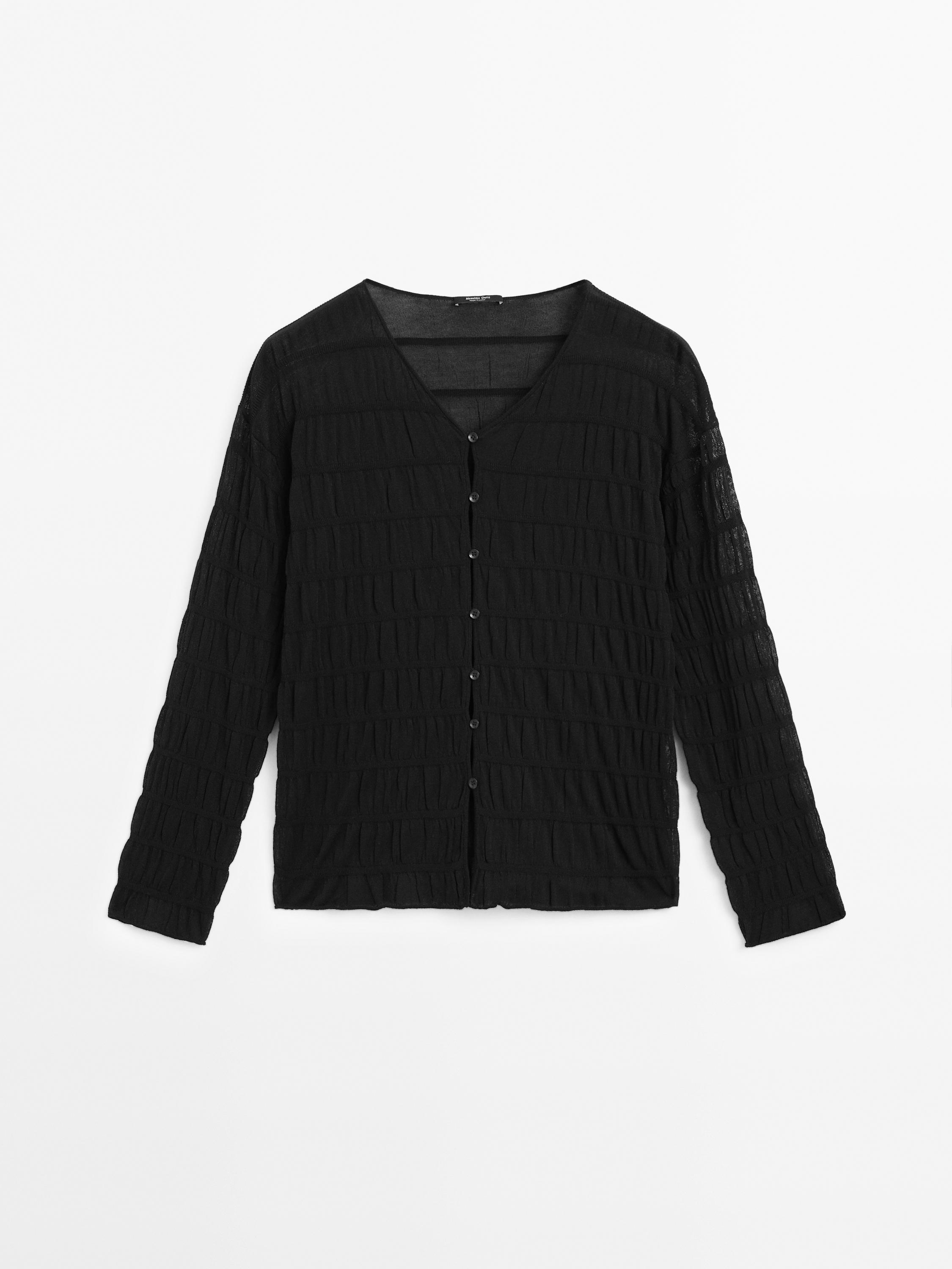 Cardigan with gathered detail · Black · Sweaters And Cardigan with gathered detail · Black · Sweaters And