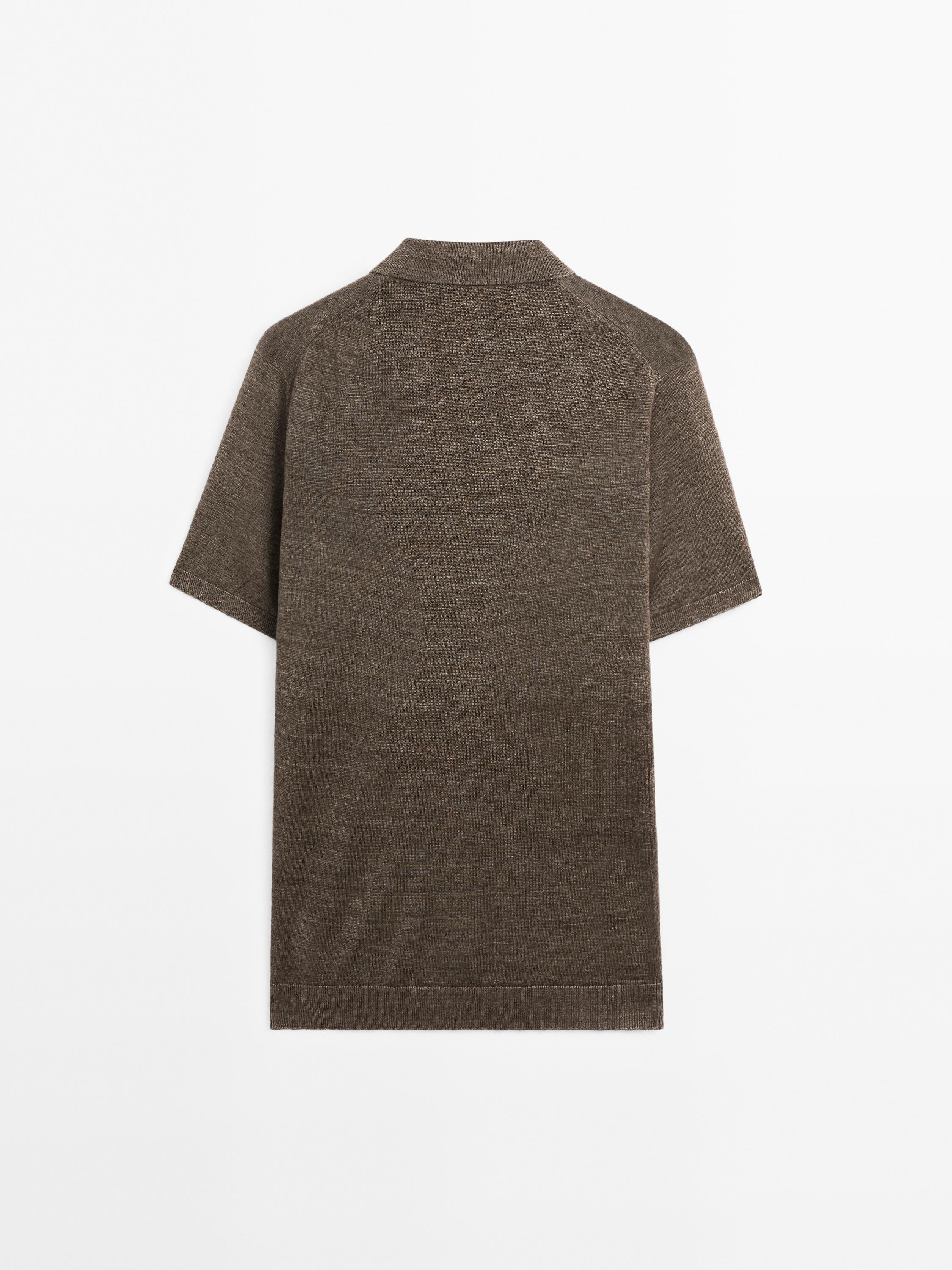 100% linen knit polo shirt