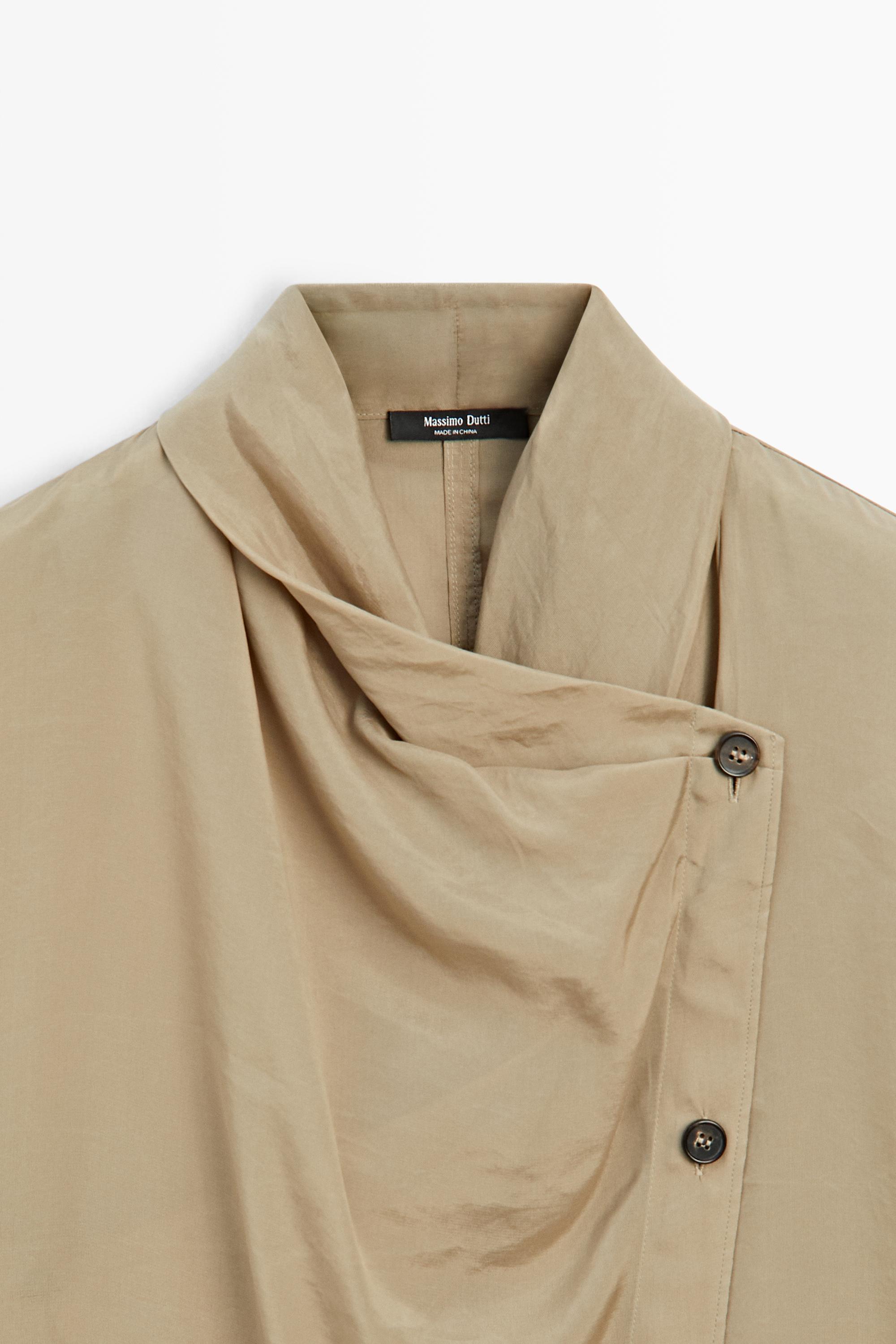 Double-breasted shirt with collar detail — STONE