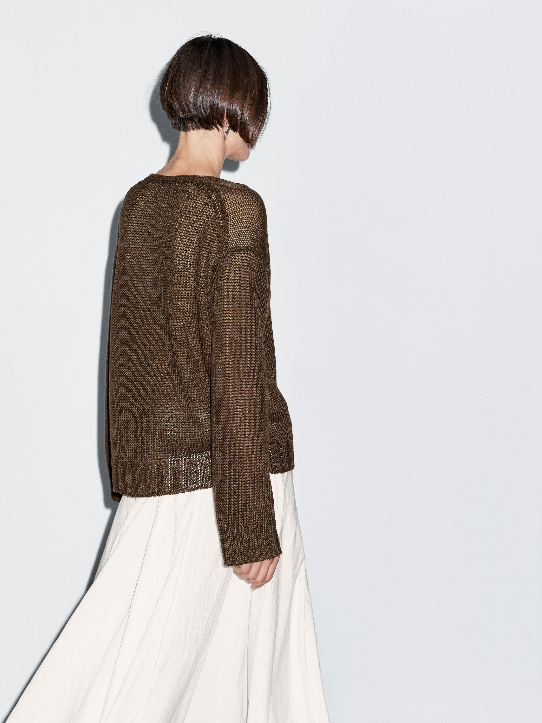 Strickcardigan aus Leinen mit Knöpfen
