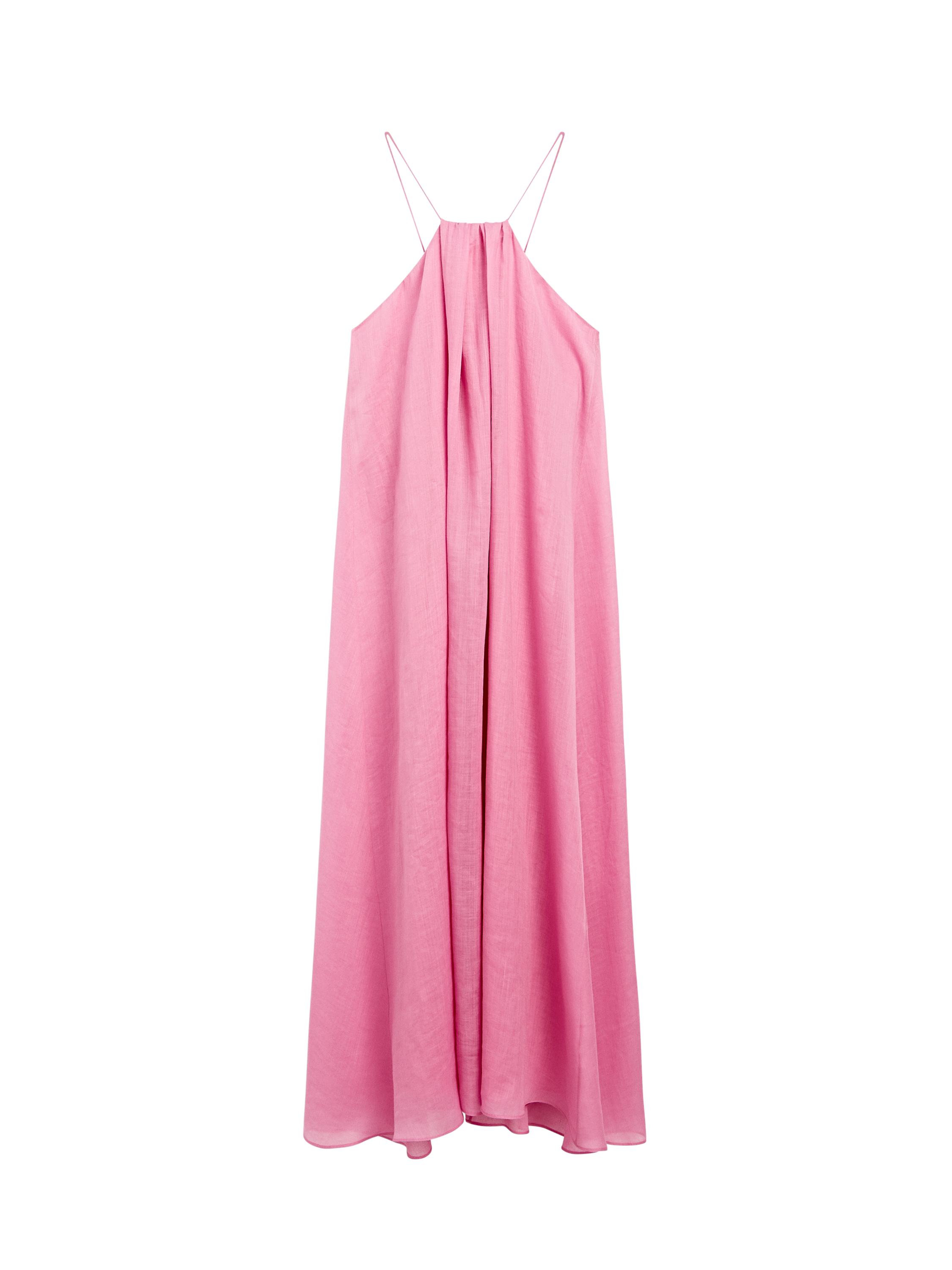 Long dress halter neck gathered