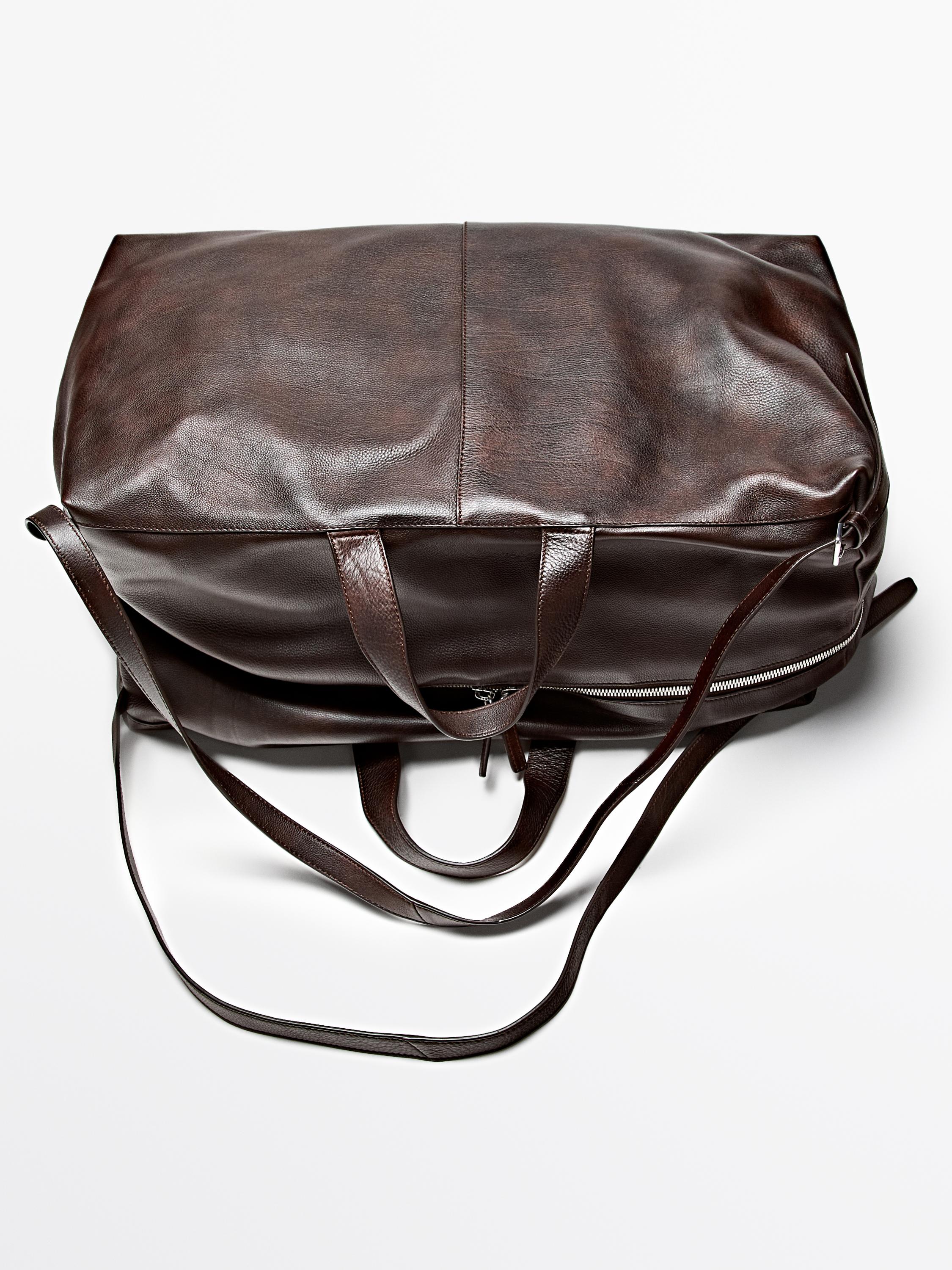 Nappa leather maxi duffle bag — BROWN