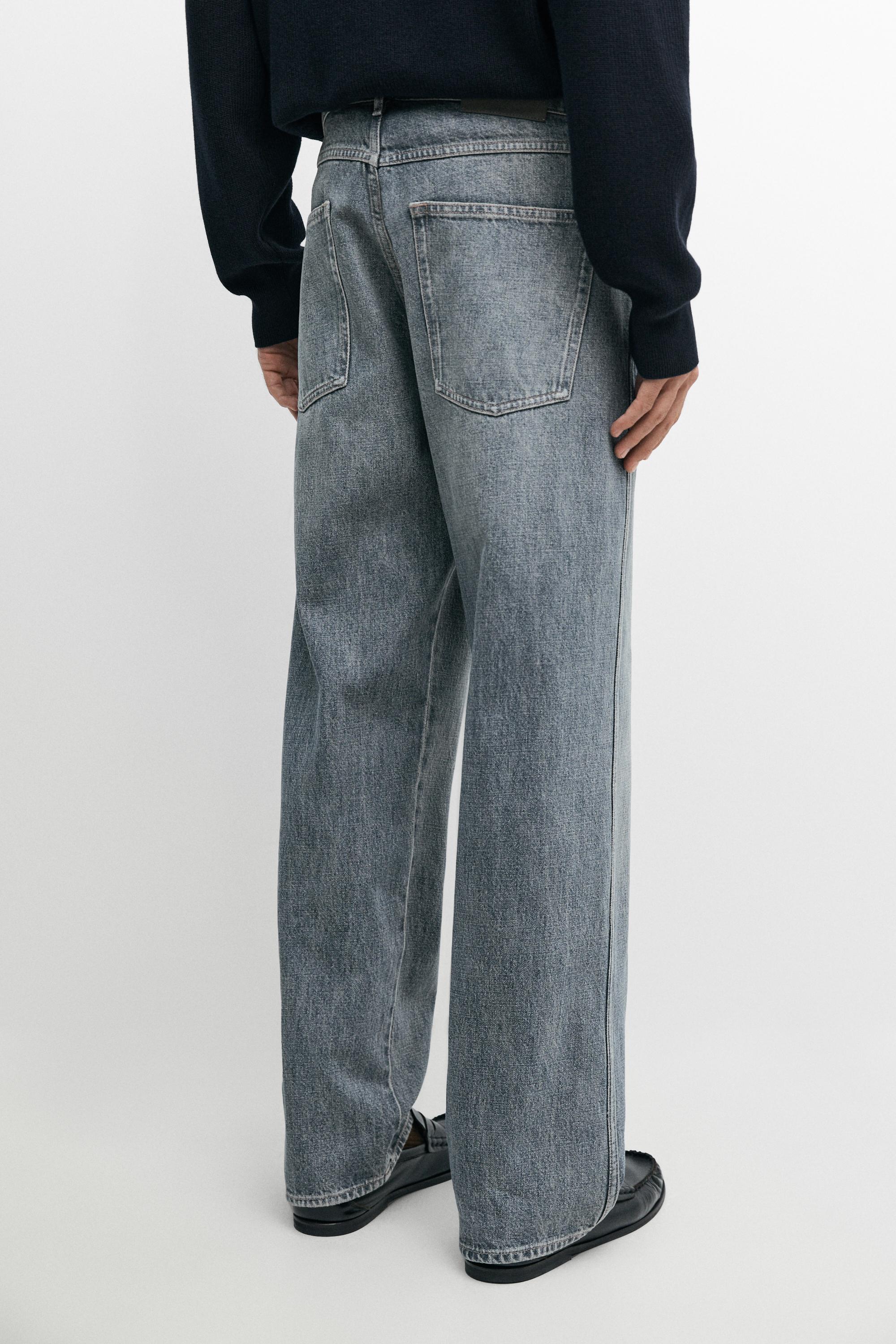 100% cotton wide-leg jeans — MEDIUM BLUE
