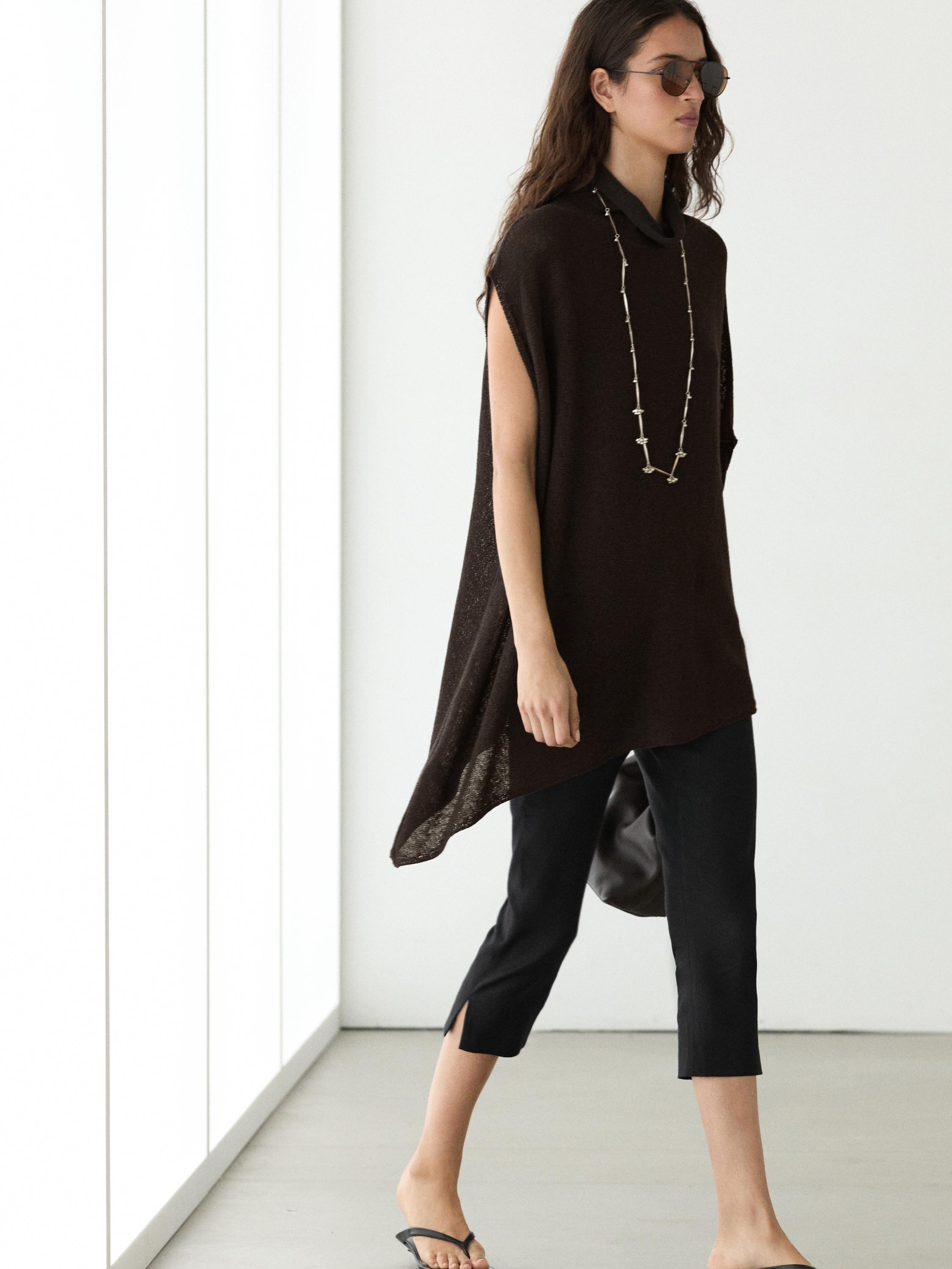 Pleteni pončo od mješavine pamuka