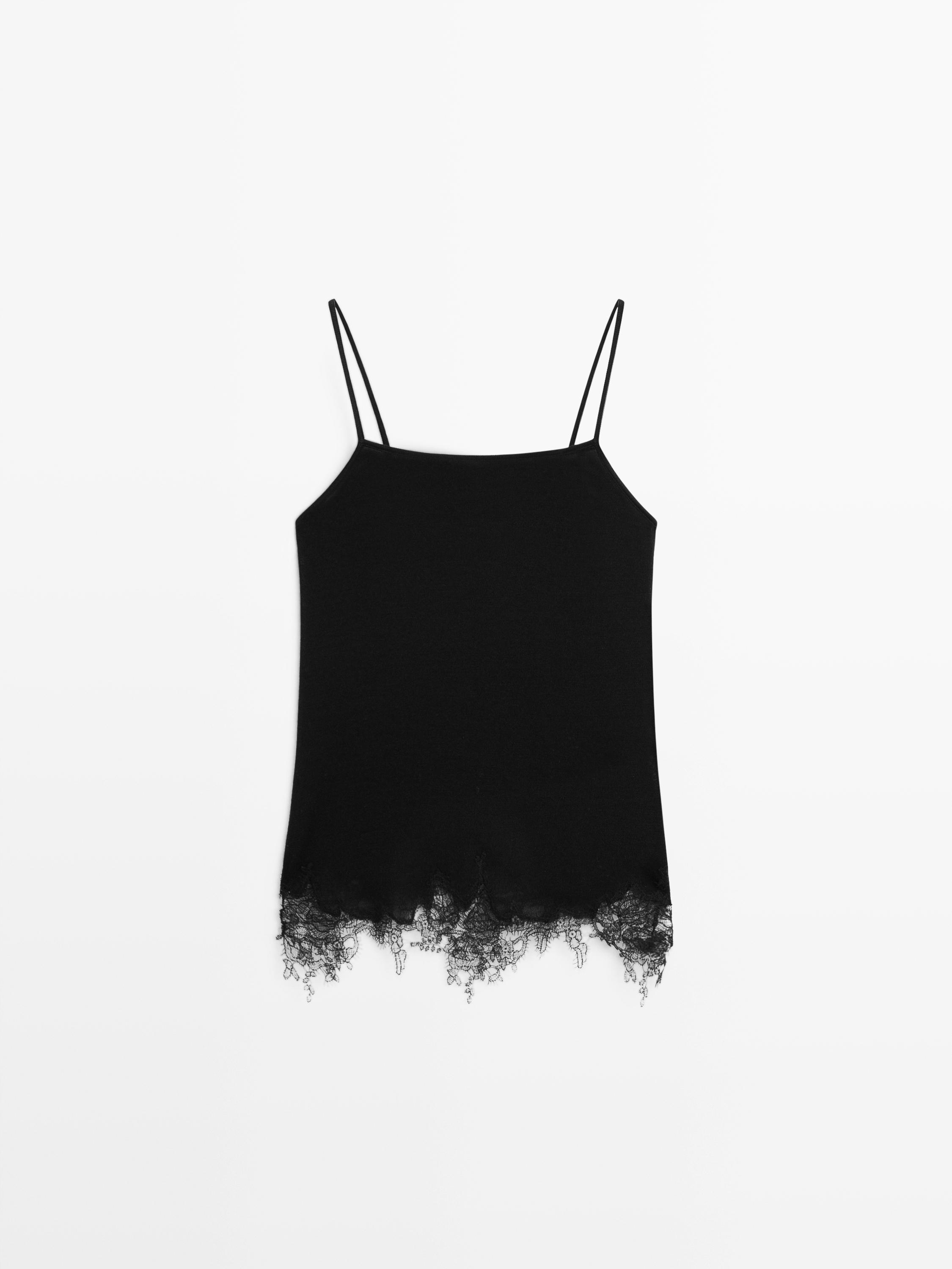 Топ в бельевом стиле с кружевом