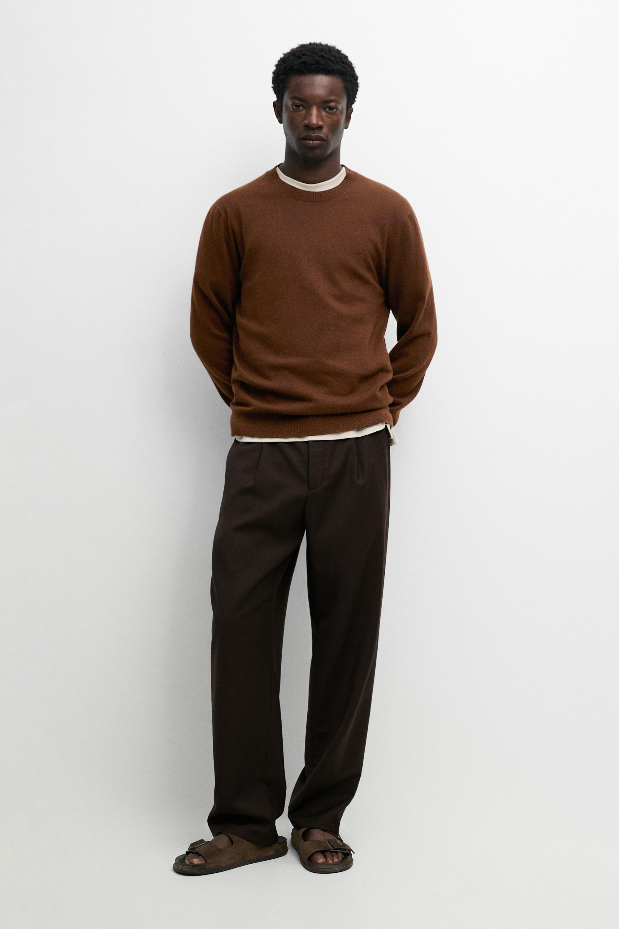 Knit cotton and wool sweater with crew neck — 0-781