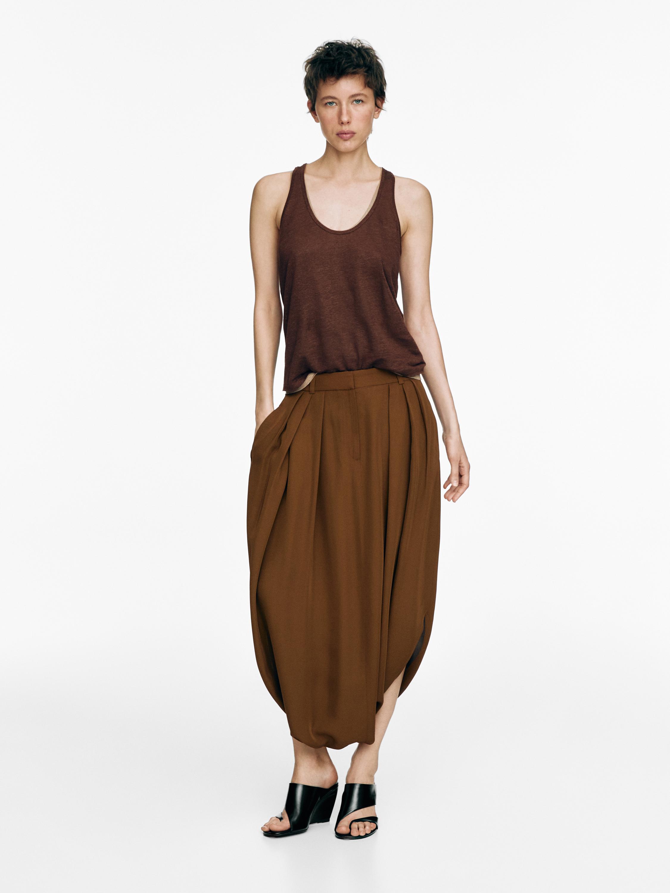Flowing pleated skort — Washed