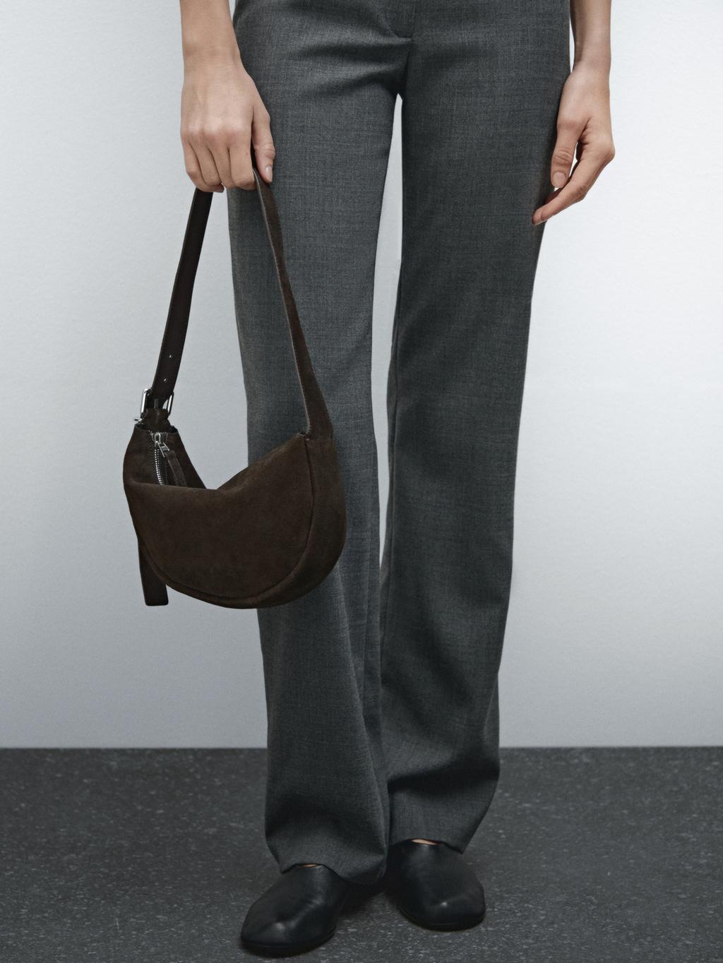 Borsa A Spalla Donna In Pelle Scamosciata - Hobo Retrò, Tracolla Regolabile, Autunno/Inverno - Foto 11