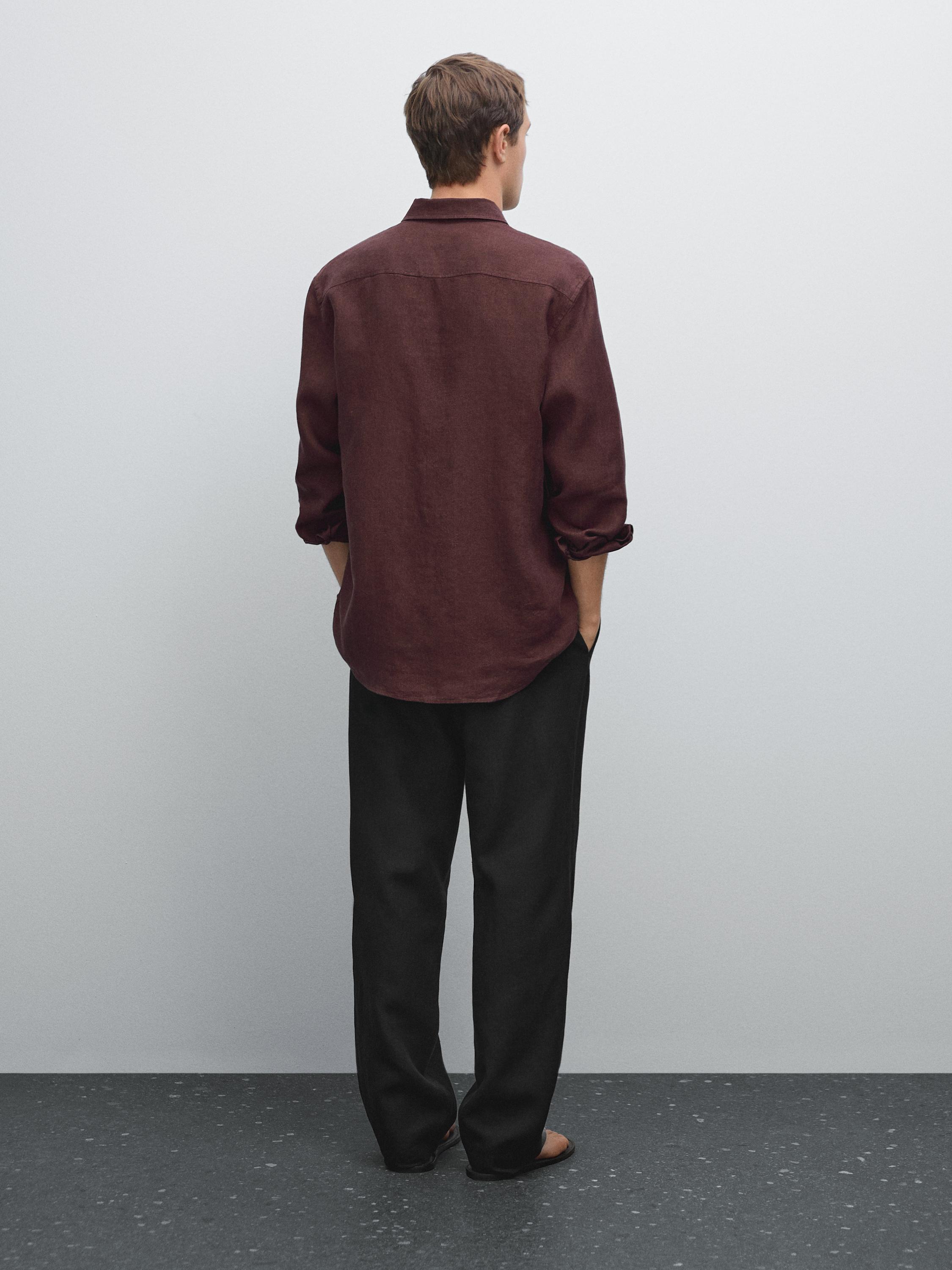 Regular fit faded linen shirt