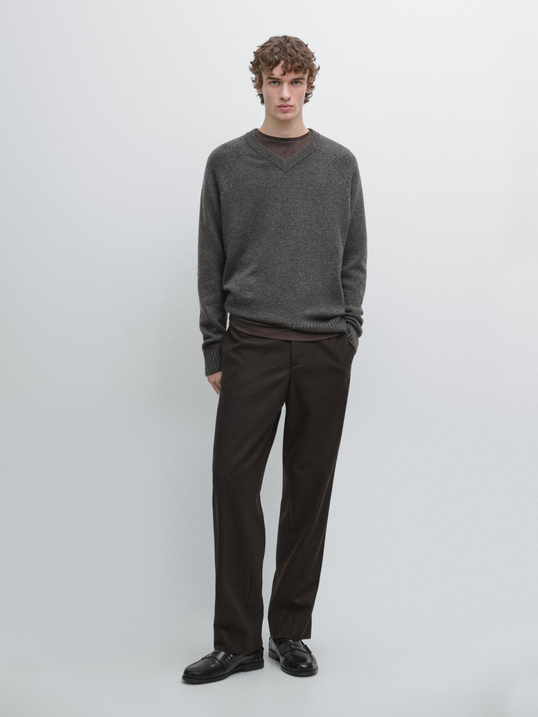 Total look wool blend trousers — BROWN