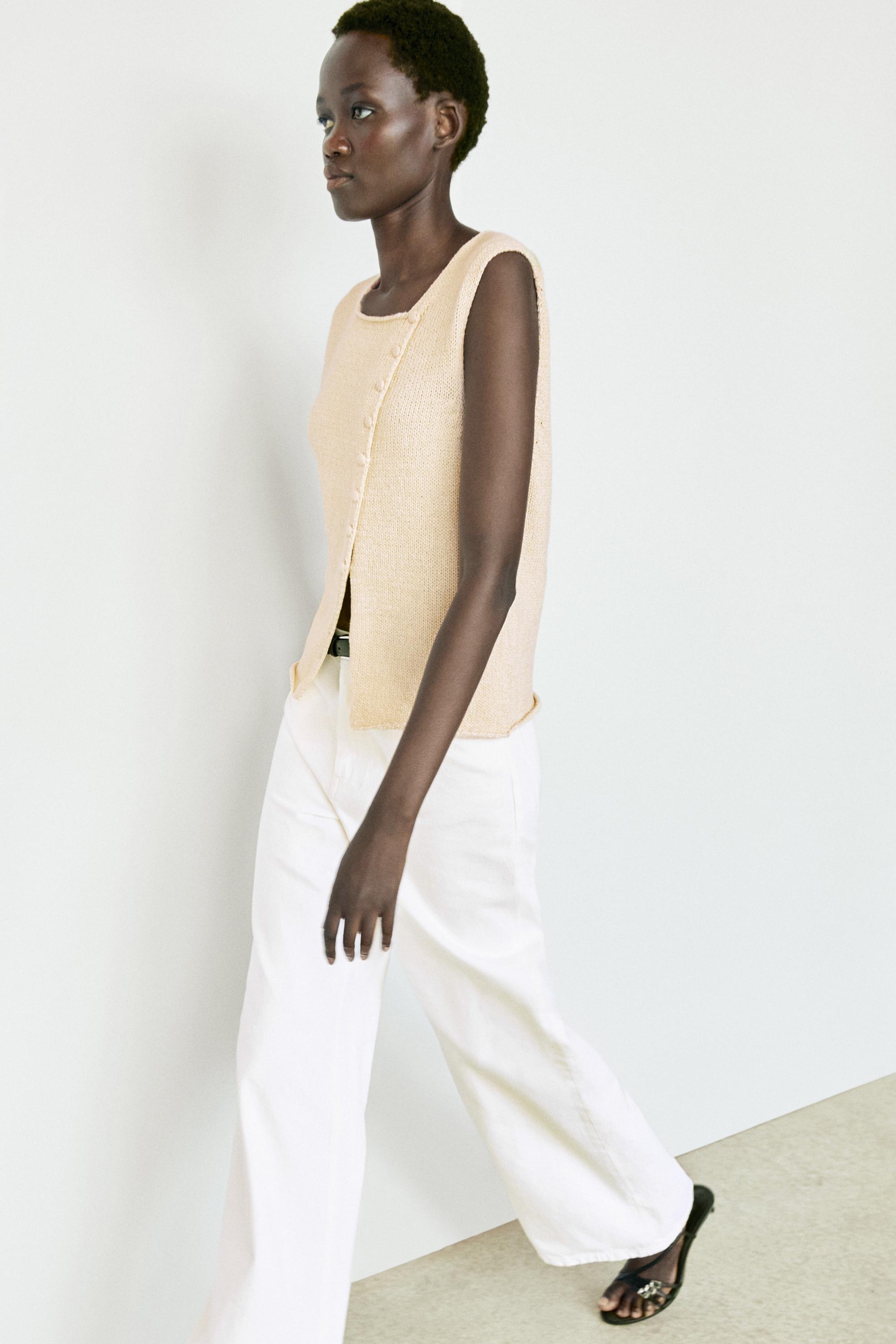 High-waist wide-leg jeans — Off white