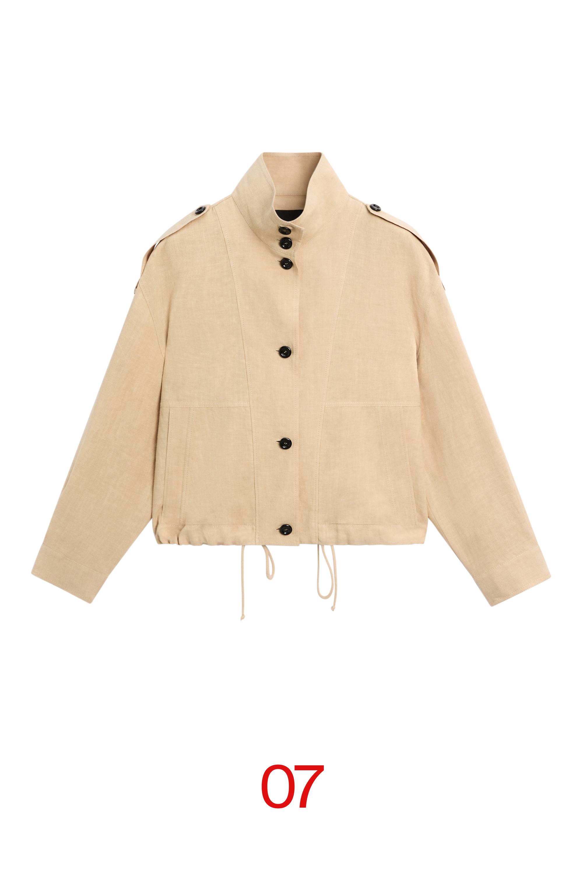100% linen fluid bomber jacket — MUSTARD YELLOW