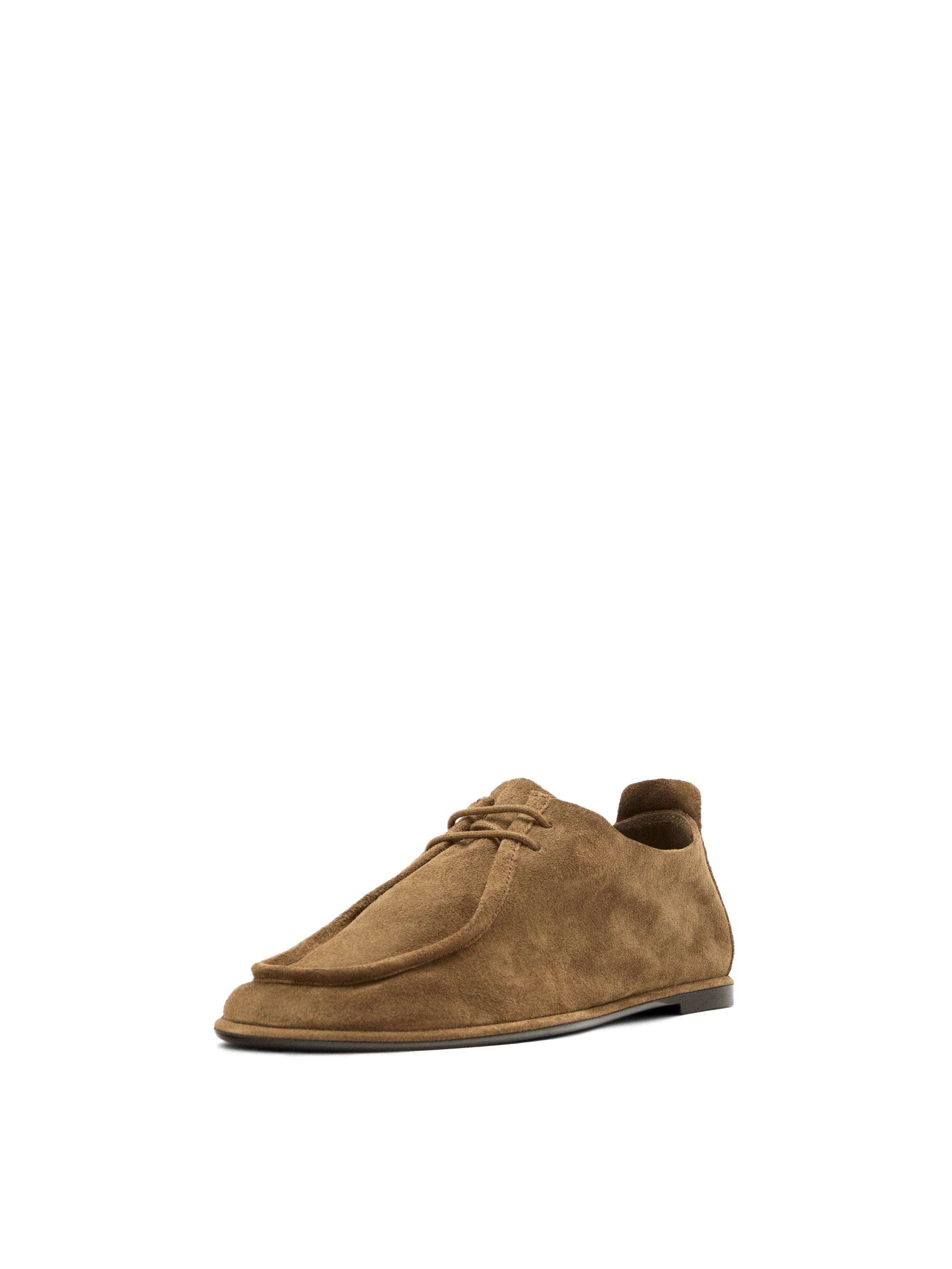 Soft leather lace-up shoes — CAMEL