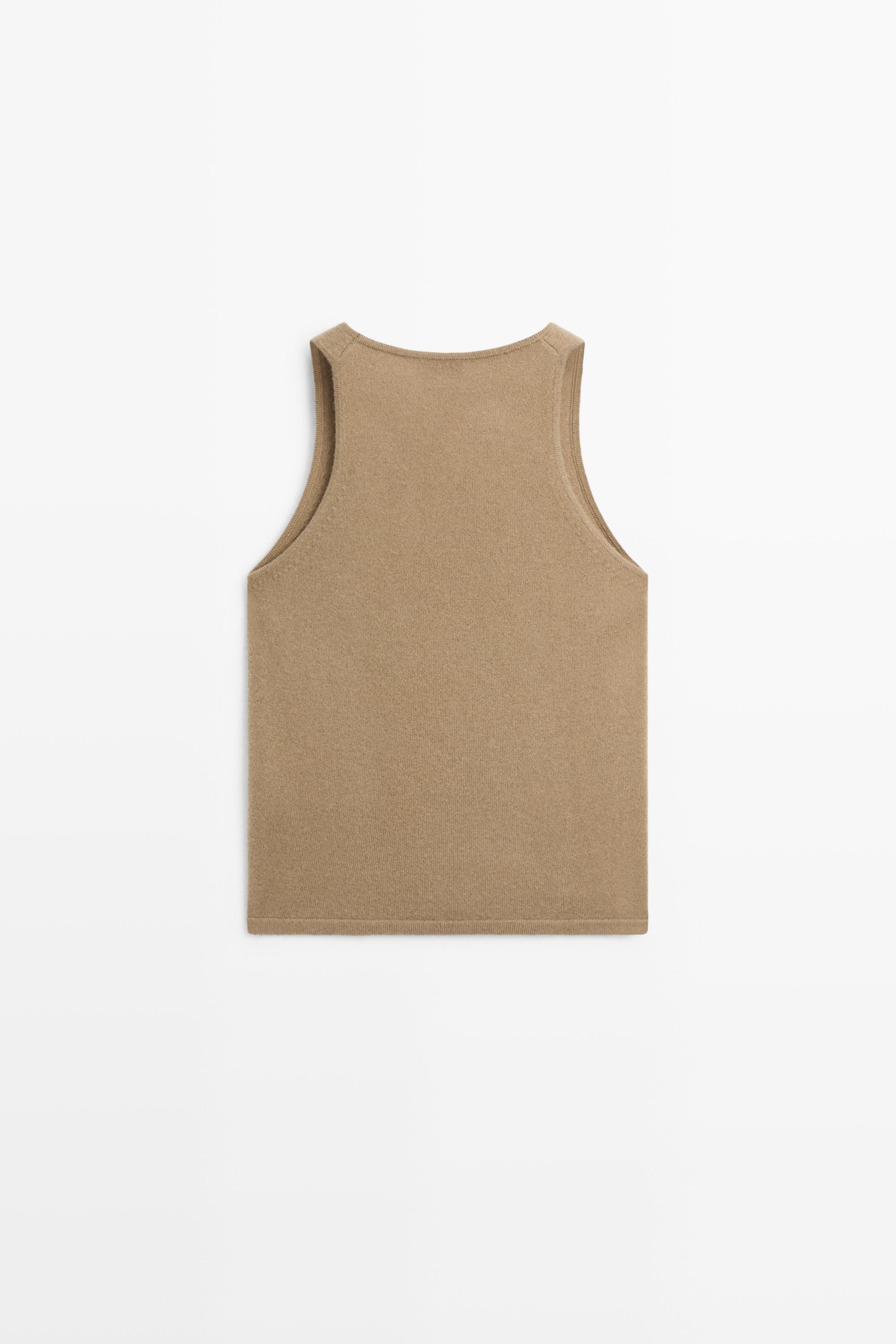 Wool blend knit round neck top — GREENISH