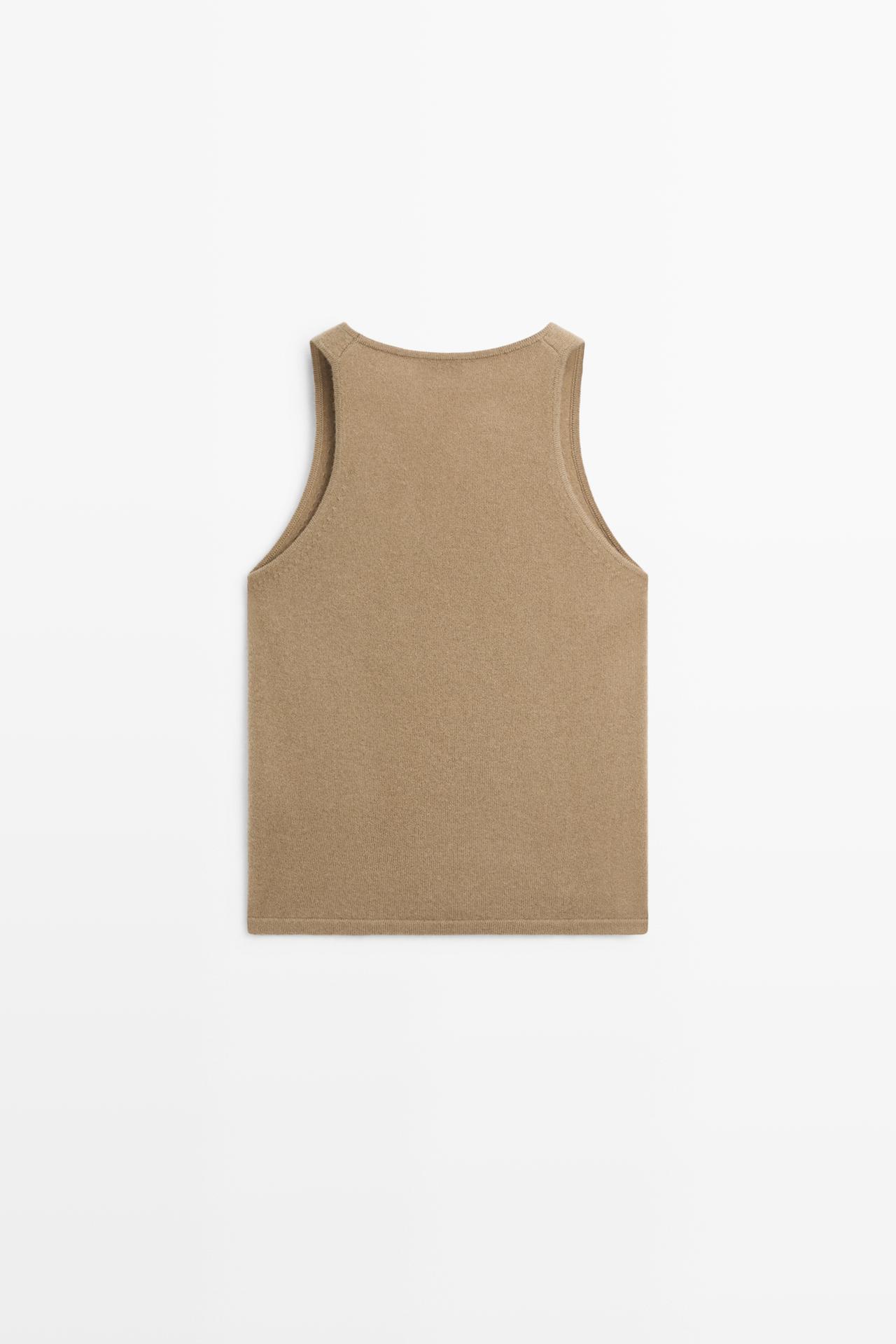 Wool blend knit round neck top — GREENISH