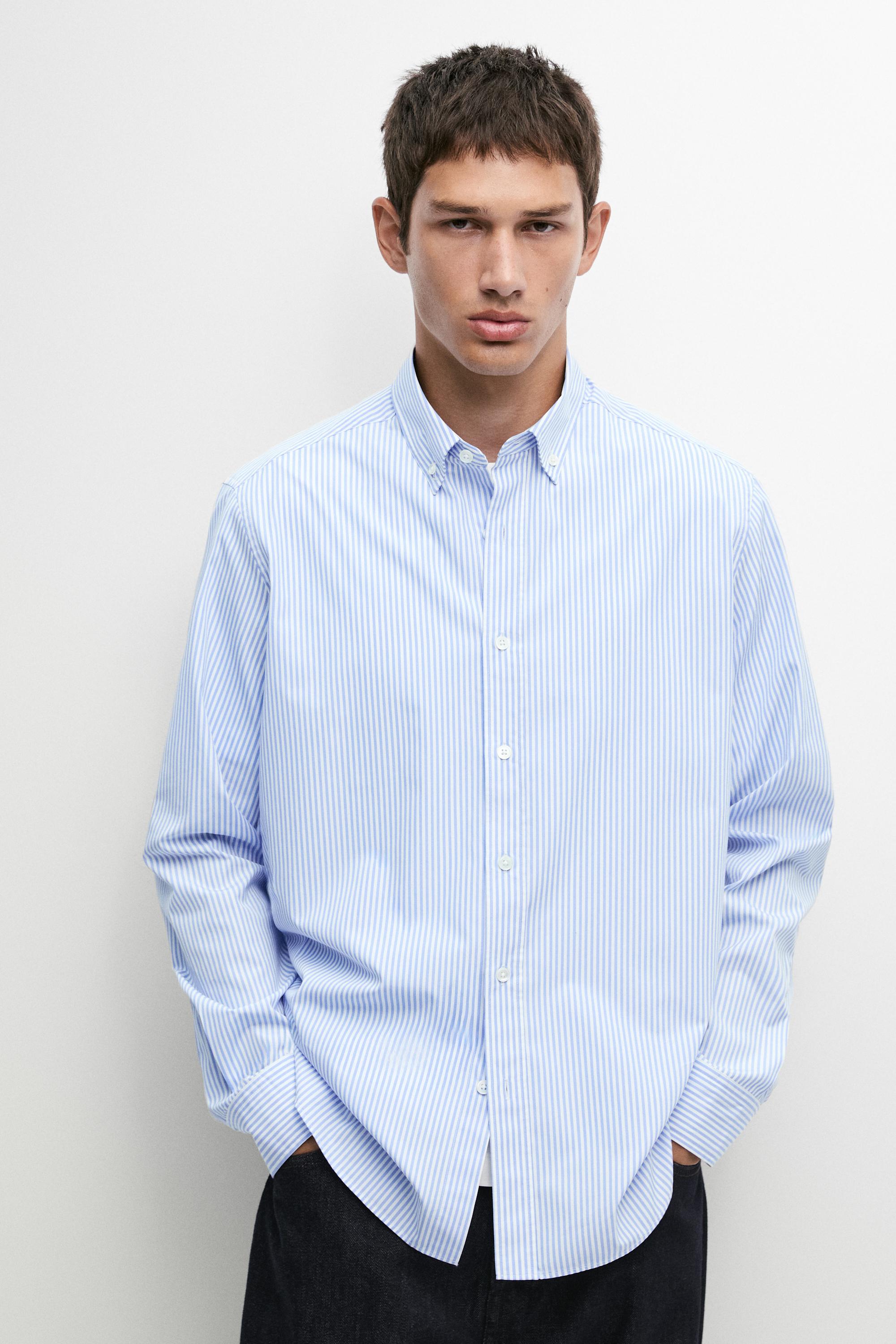 100% cotton regular fit striped shirt
