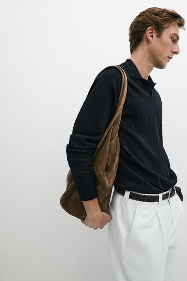 100% Cotton Knit Polo Sweater — NAVY BLUE 8