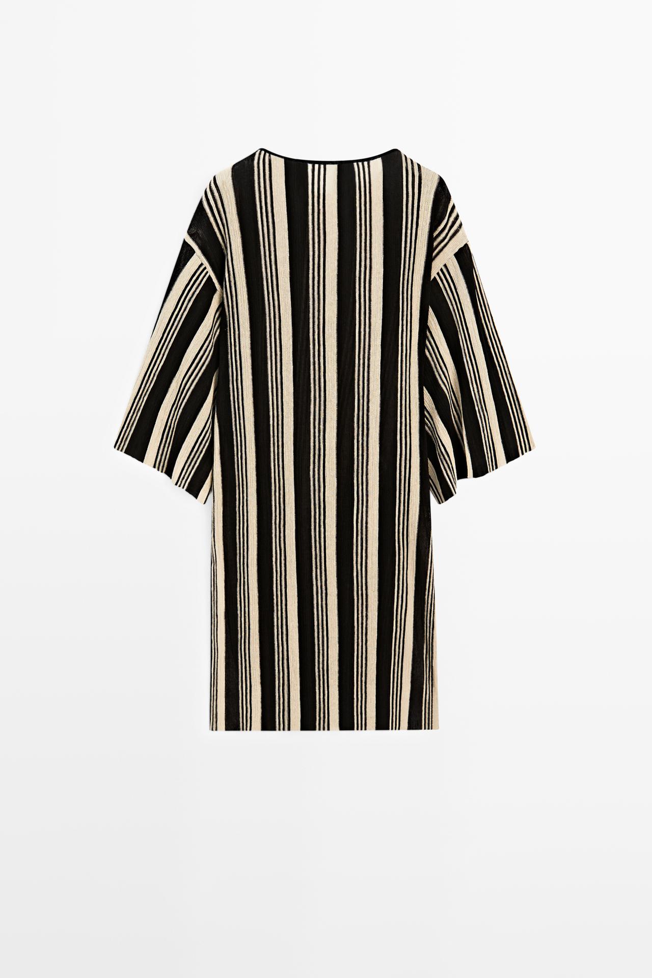 Striped knit kaftan sweater — BLACK