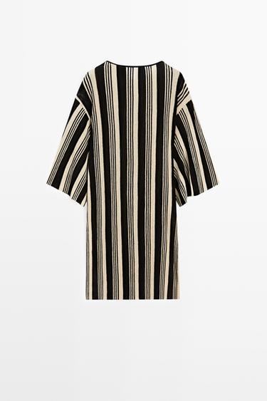 Striped knit kaftan sweater — BLACK 6