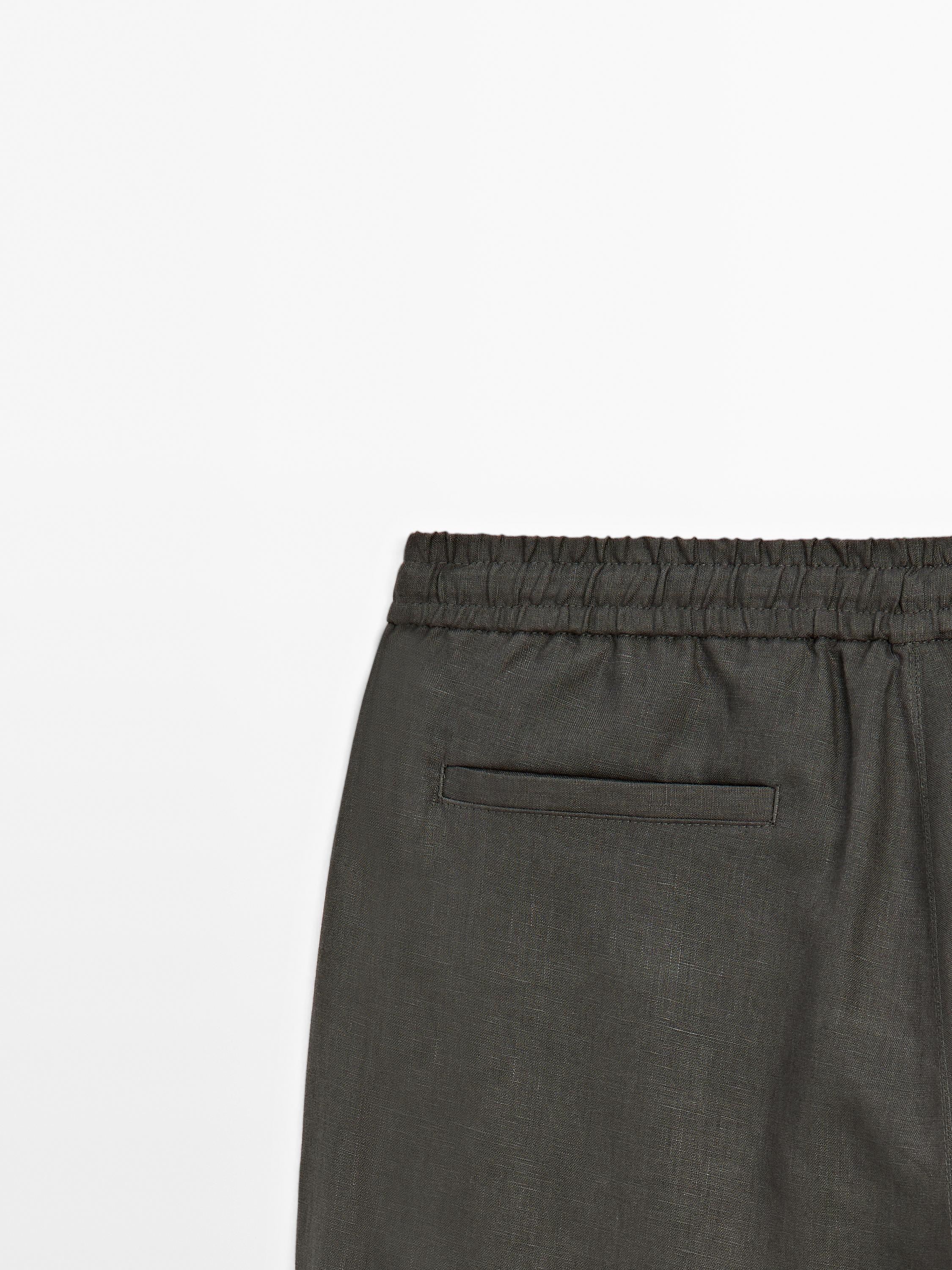 100% linen jogger fit trousers