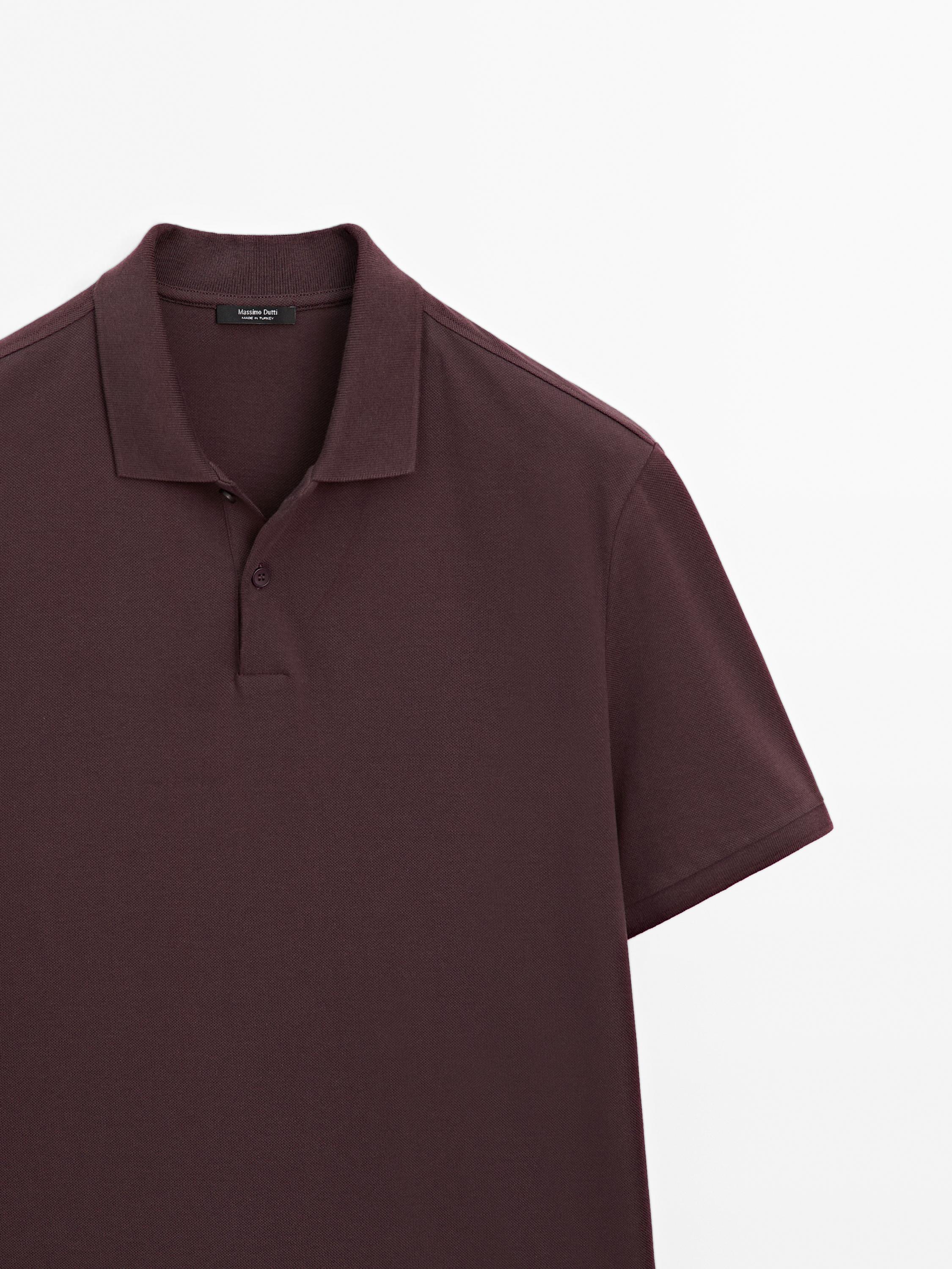 Micro textured piqué cotton polo shirt