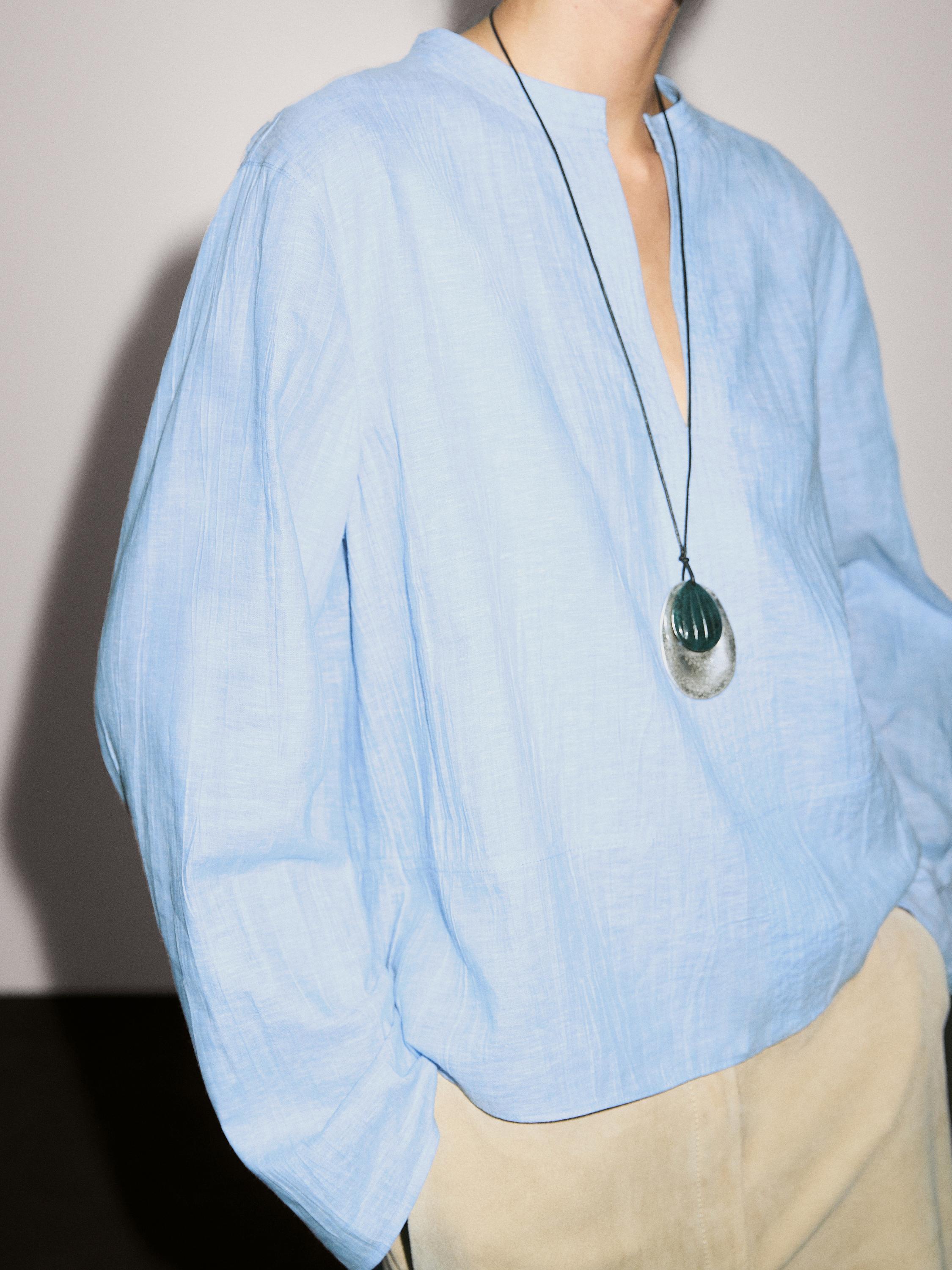 Linen blend blouse with seam details