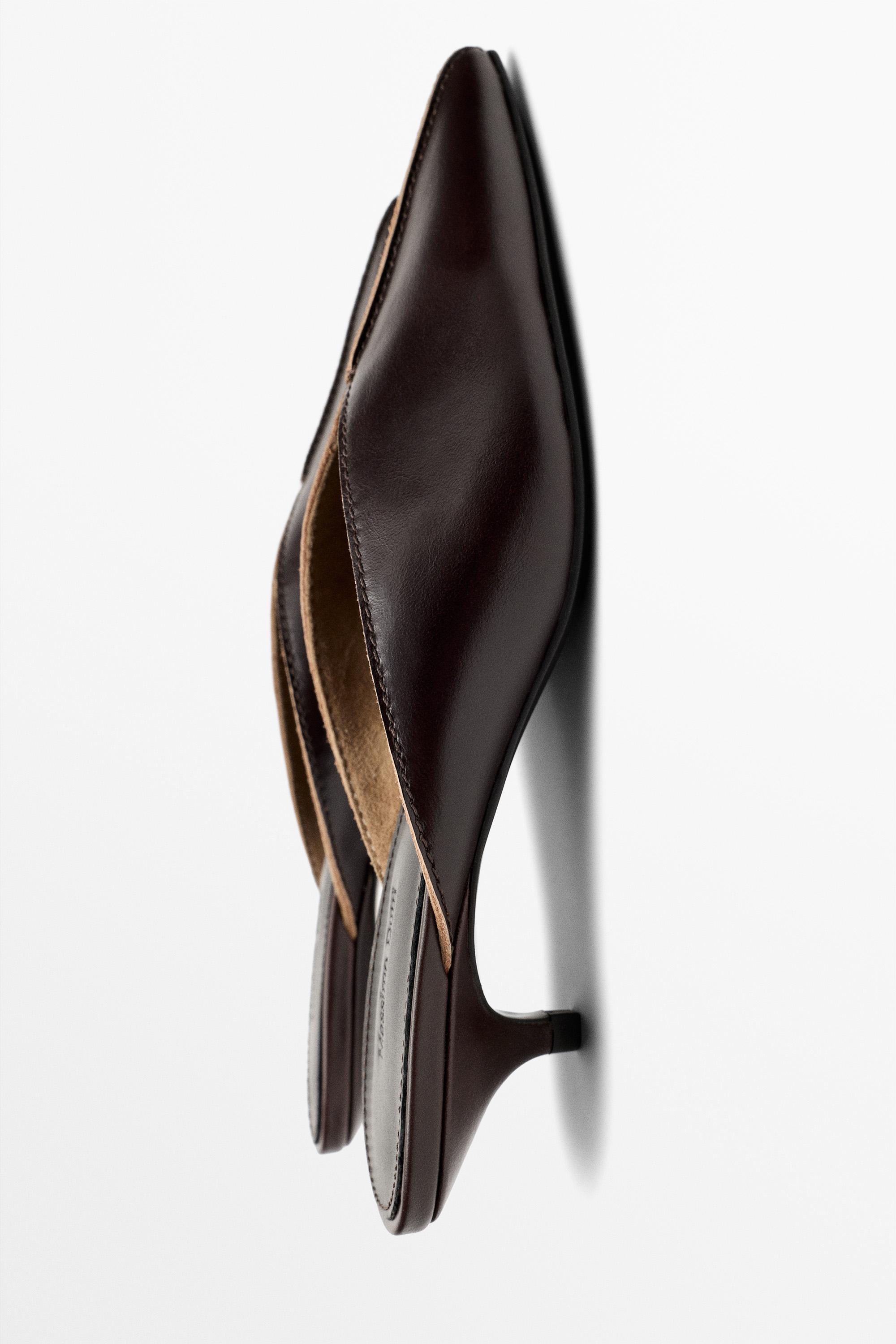 Heeled mule shoe — BROWN