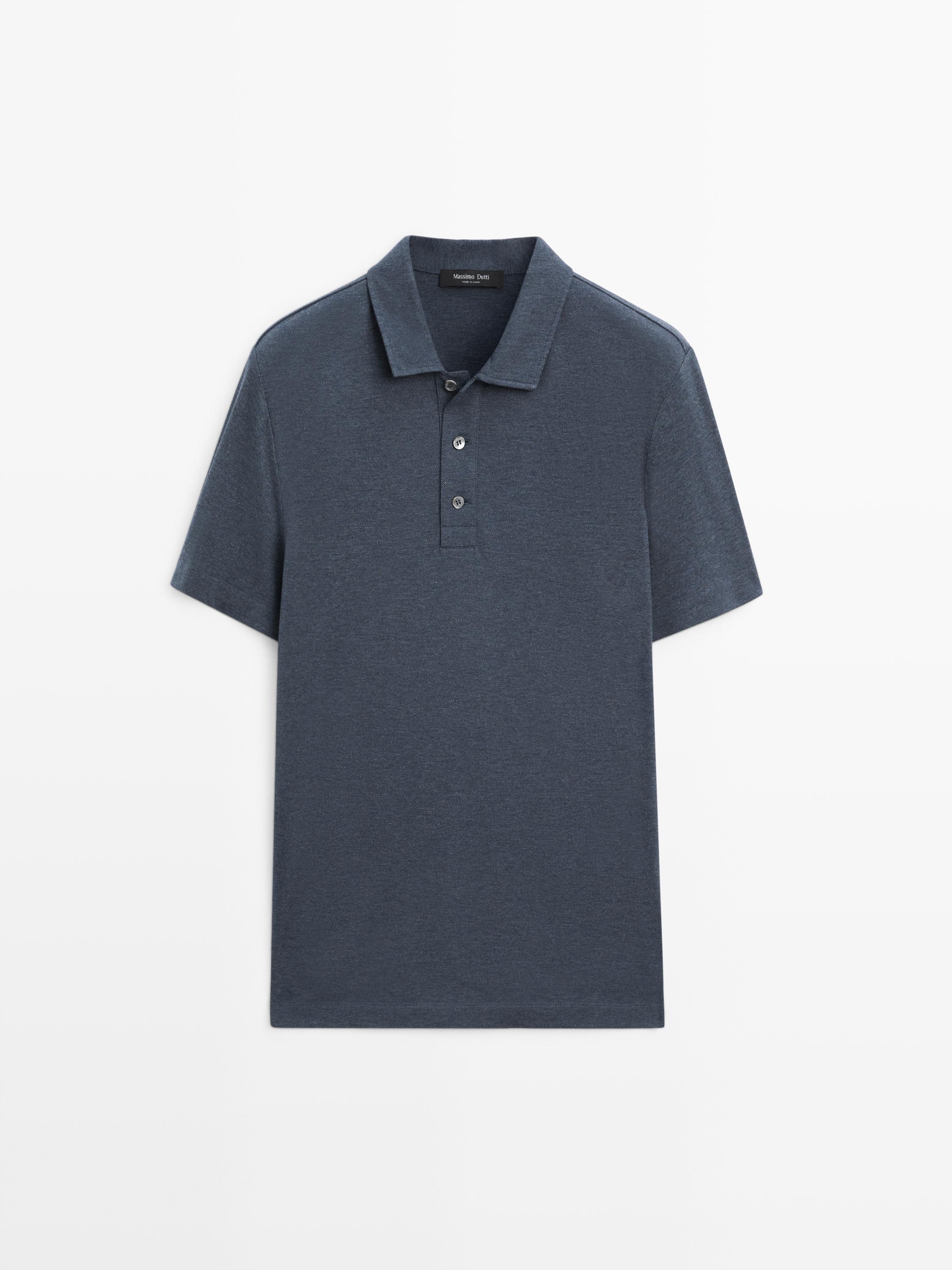 Short sleeve cotton polo shirt — INDIGO