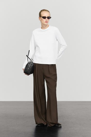 100% cotton interlock long sleeve T-shirt — Off white 3