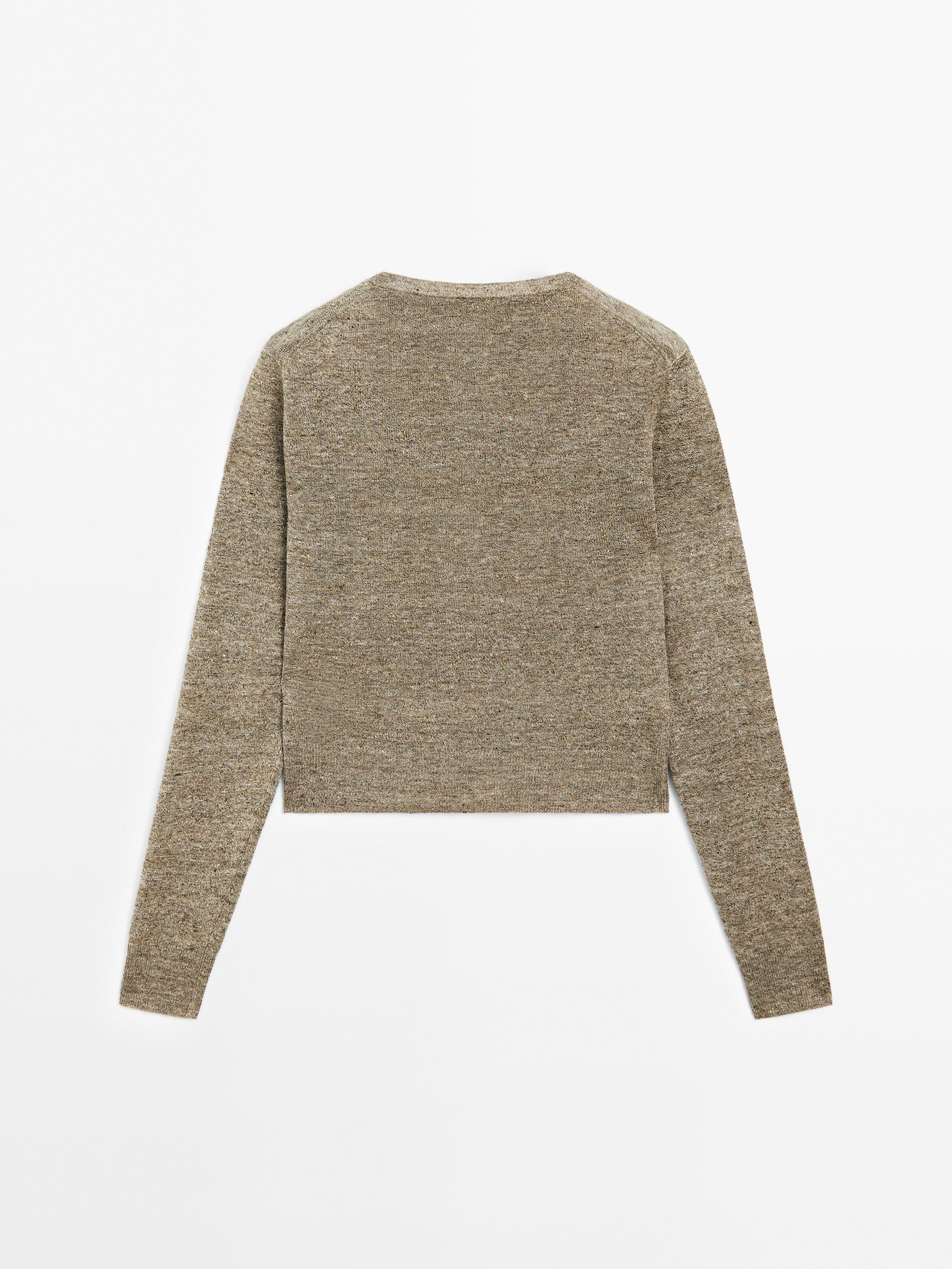 100% linen melange knit sweater