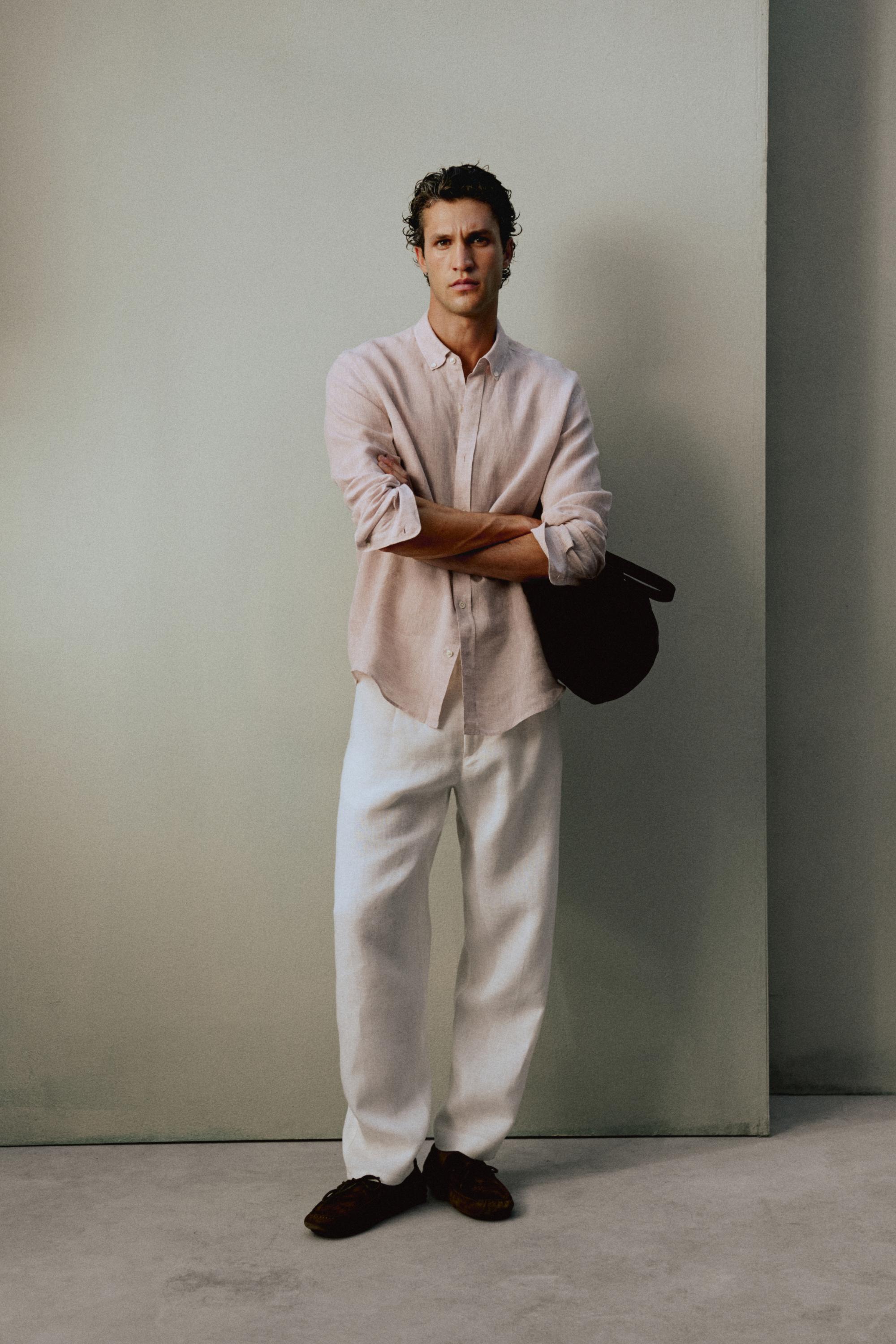 100% Linen regular fit shirt — MAUVE