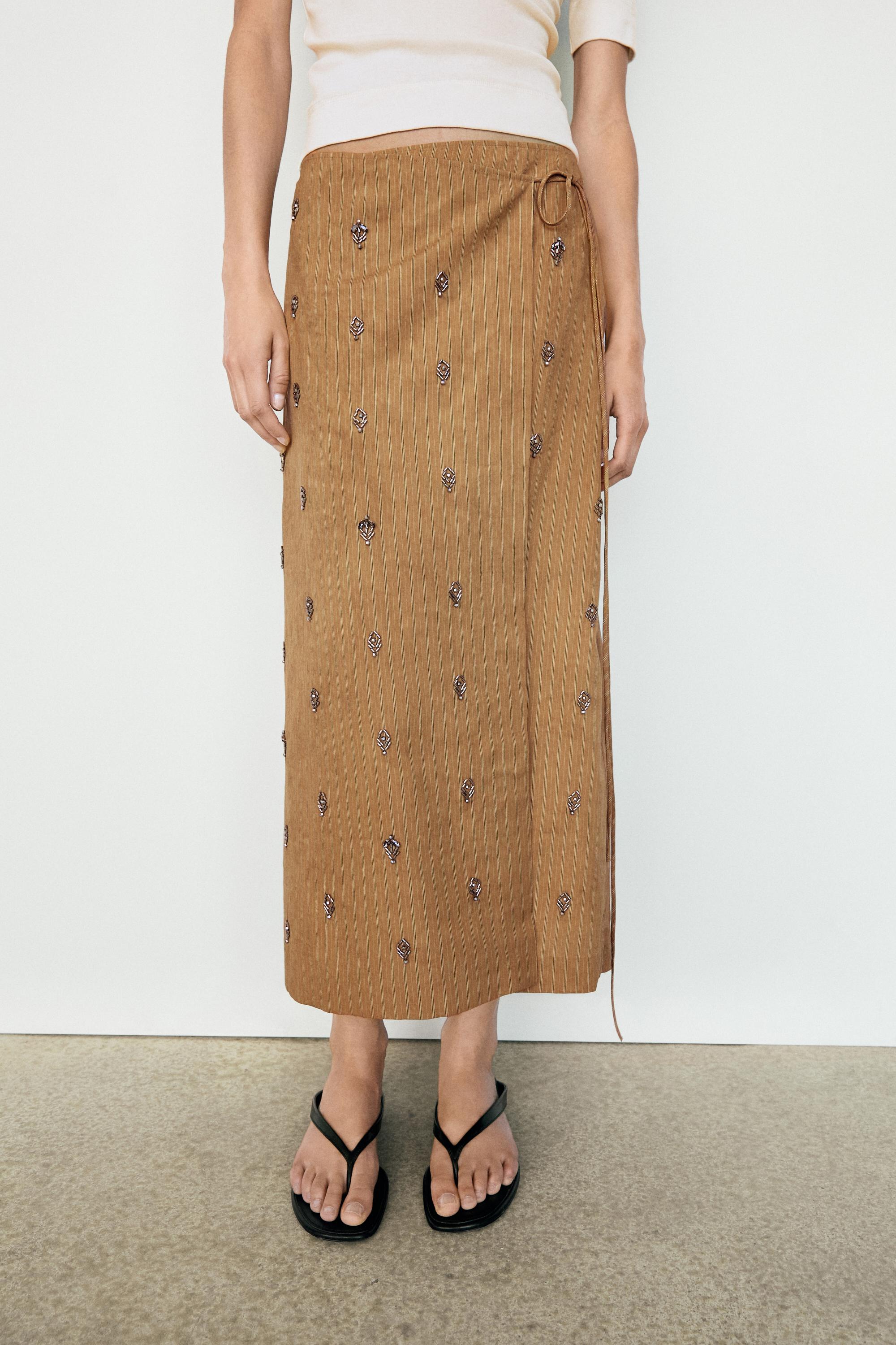 Midi pareo skirt with appliqués — MUSTARD YELLOW