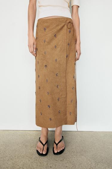 Midi pareo skirt with appliqués — MUSTARD YELLOW 3