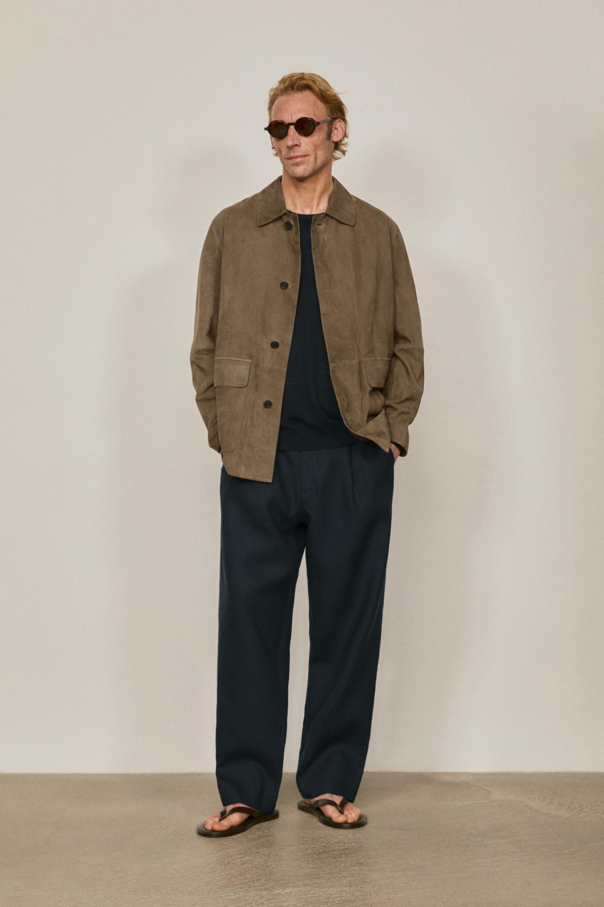 Suede leather overshirt with pockets - LIMITED EDITION — PALE GREEN