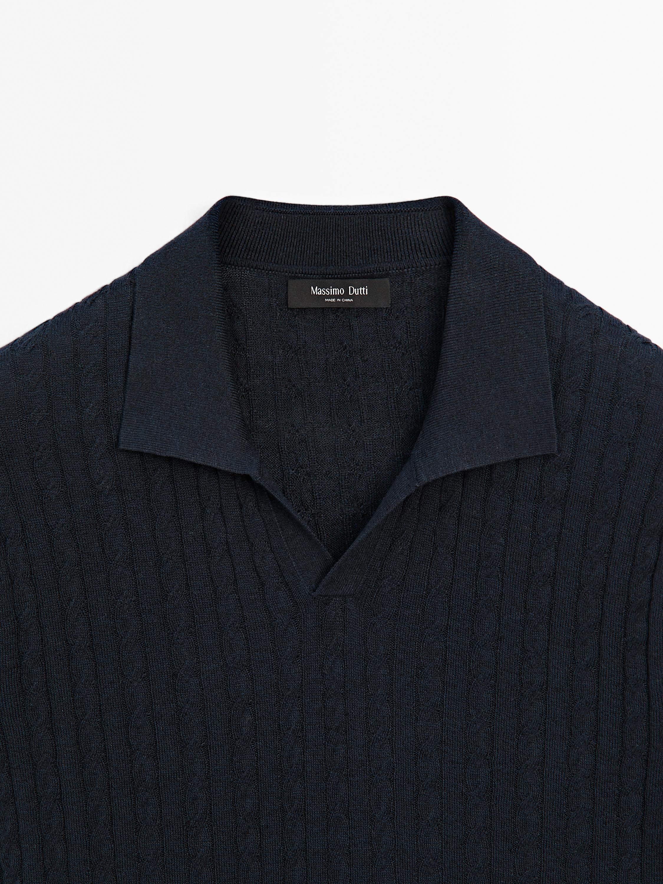 Polo in maglia intrecciata