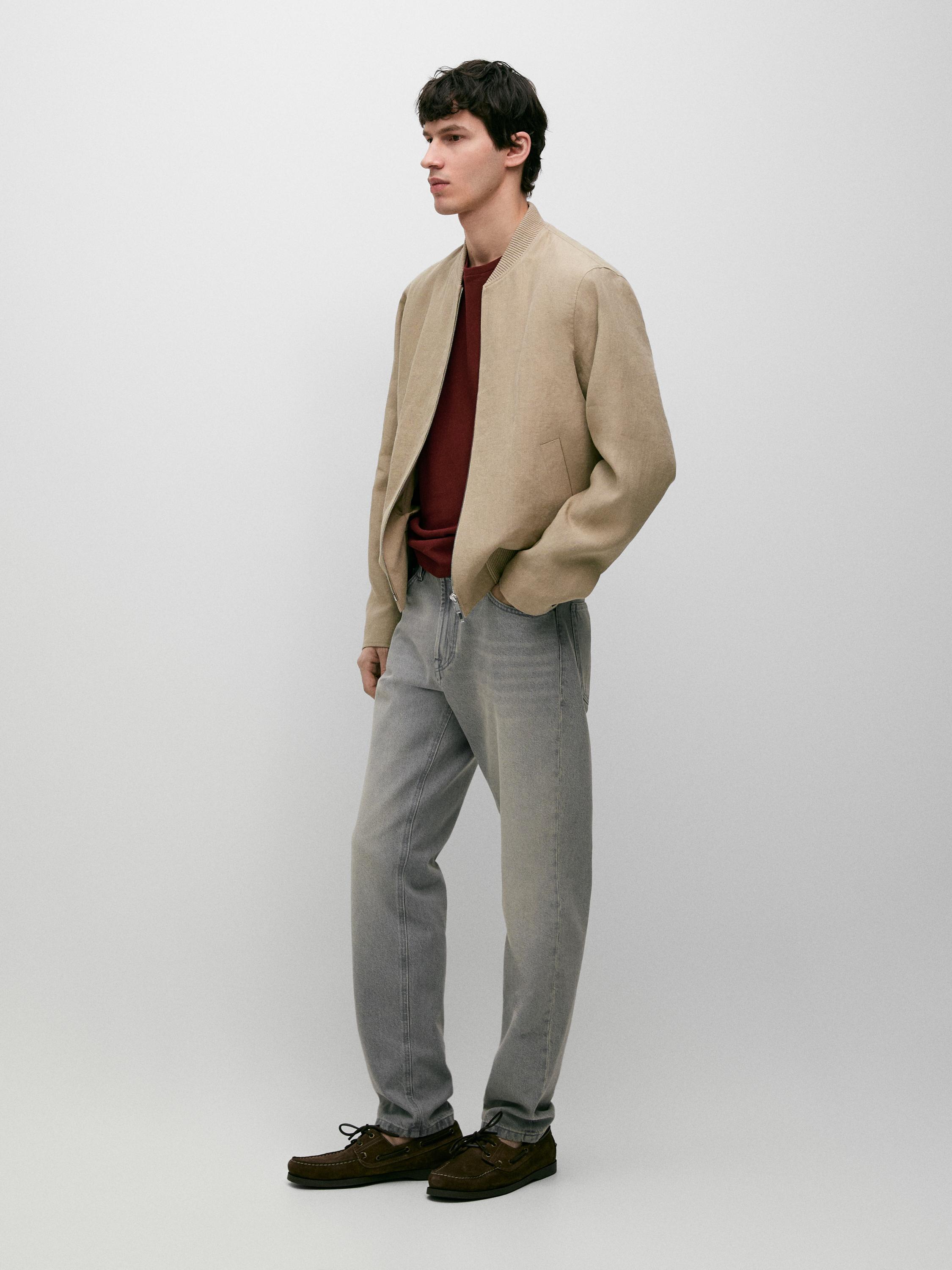 Linen bomber jacket — BEIGE