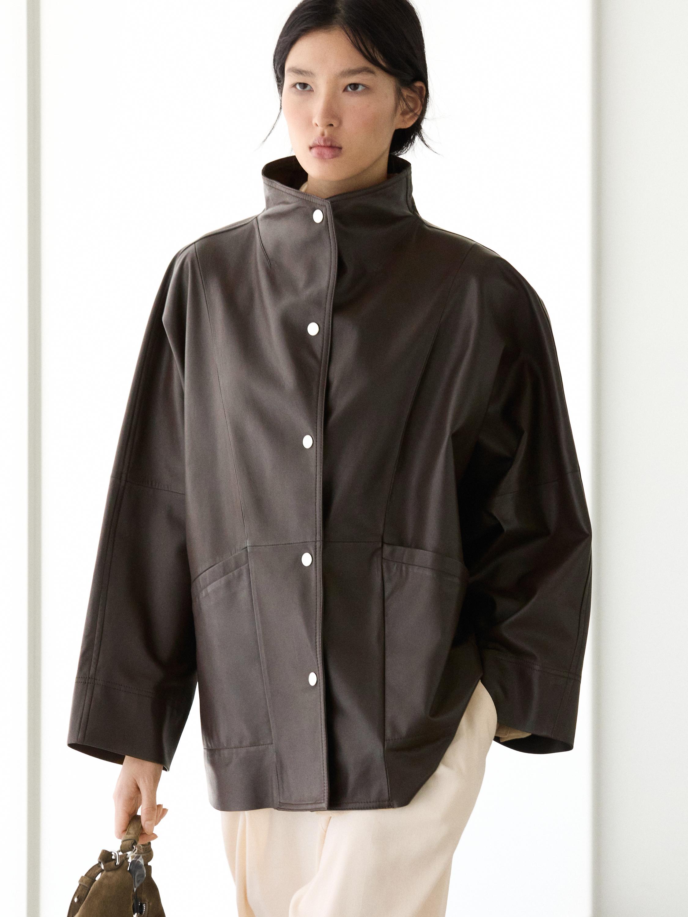 Nappa leather cape with pockets