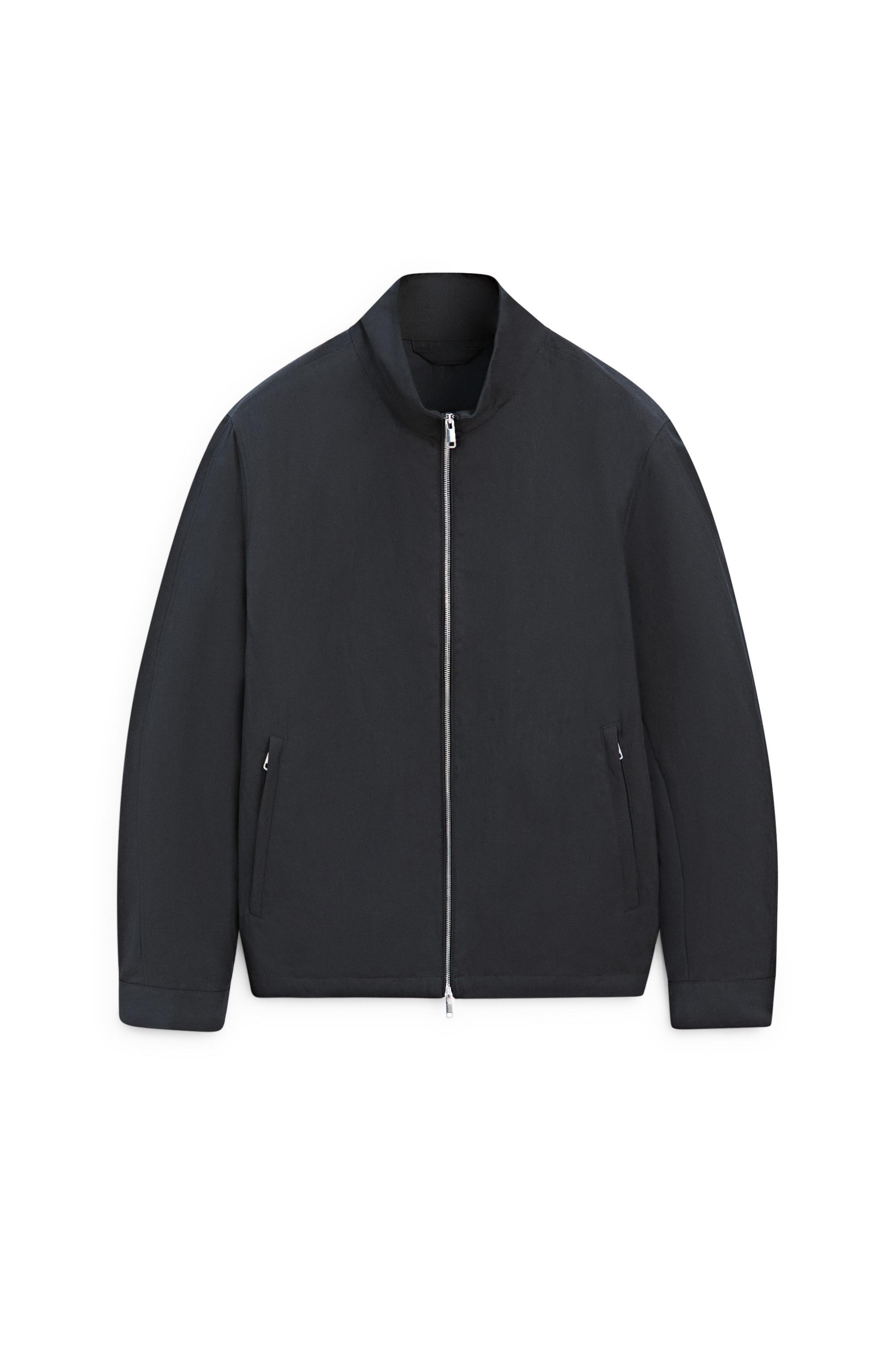 Cotton blend high-neck jacket — DARK NAVY