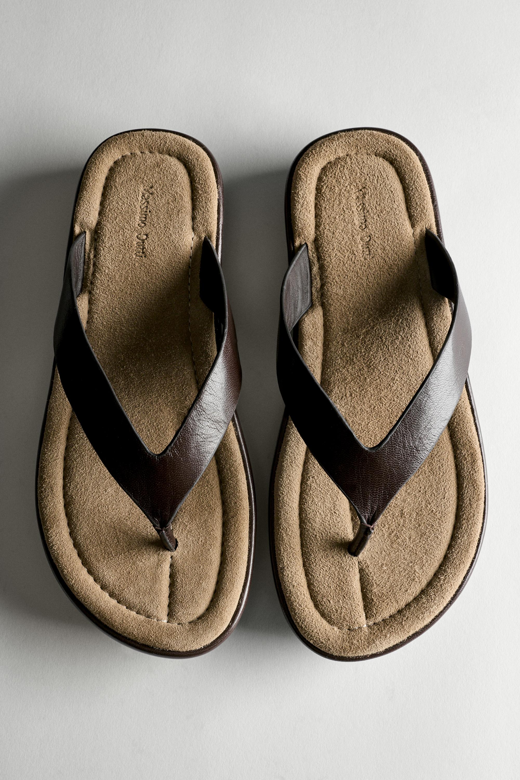 Leather platform sandals — BROWN