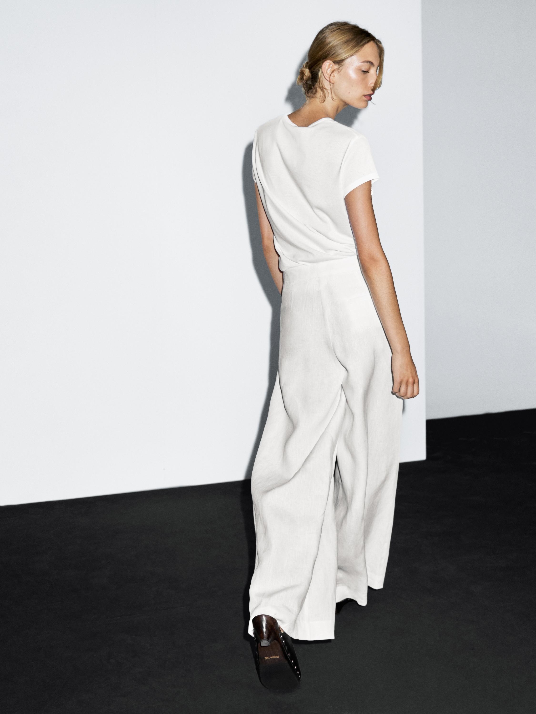 100% linen darted suit trousers
