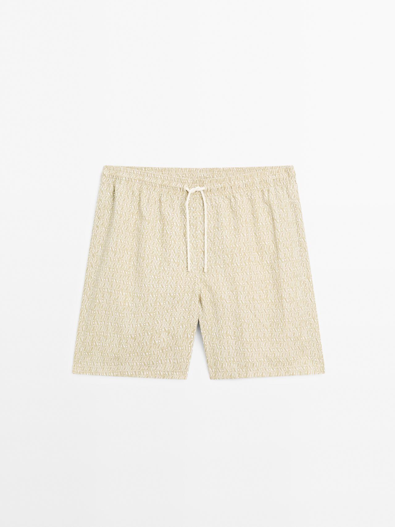 Massimo Dutti - Herre - Mønstrede Badebukser - Grøn - L