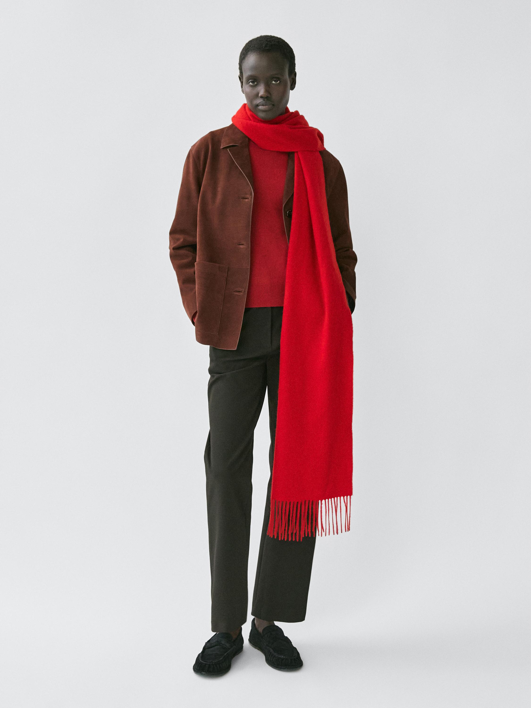 Sciarpa con frange 100% cashmere