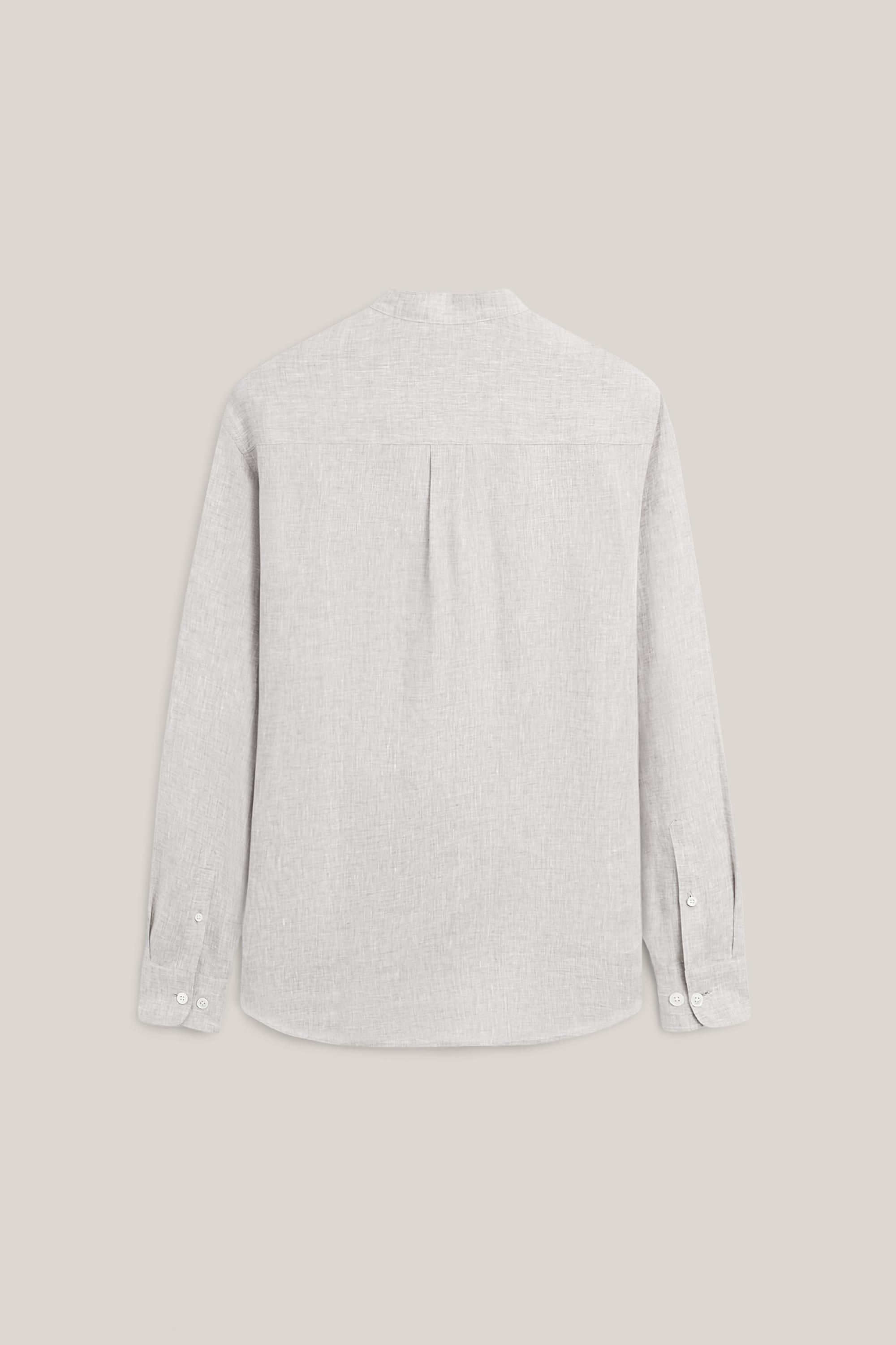 Relaxed fit 100% linen shirt with stand collar - LIMITED EDITION — SAND
