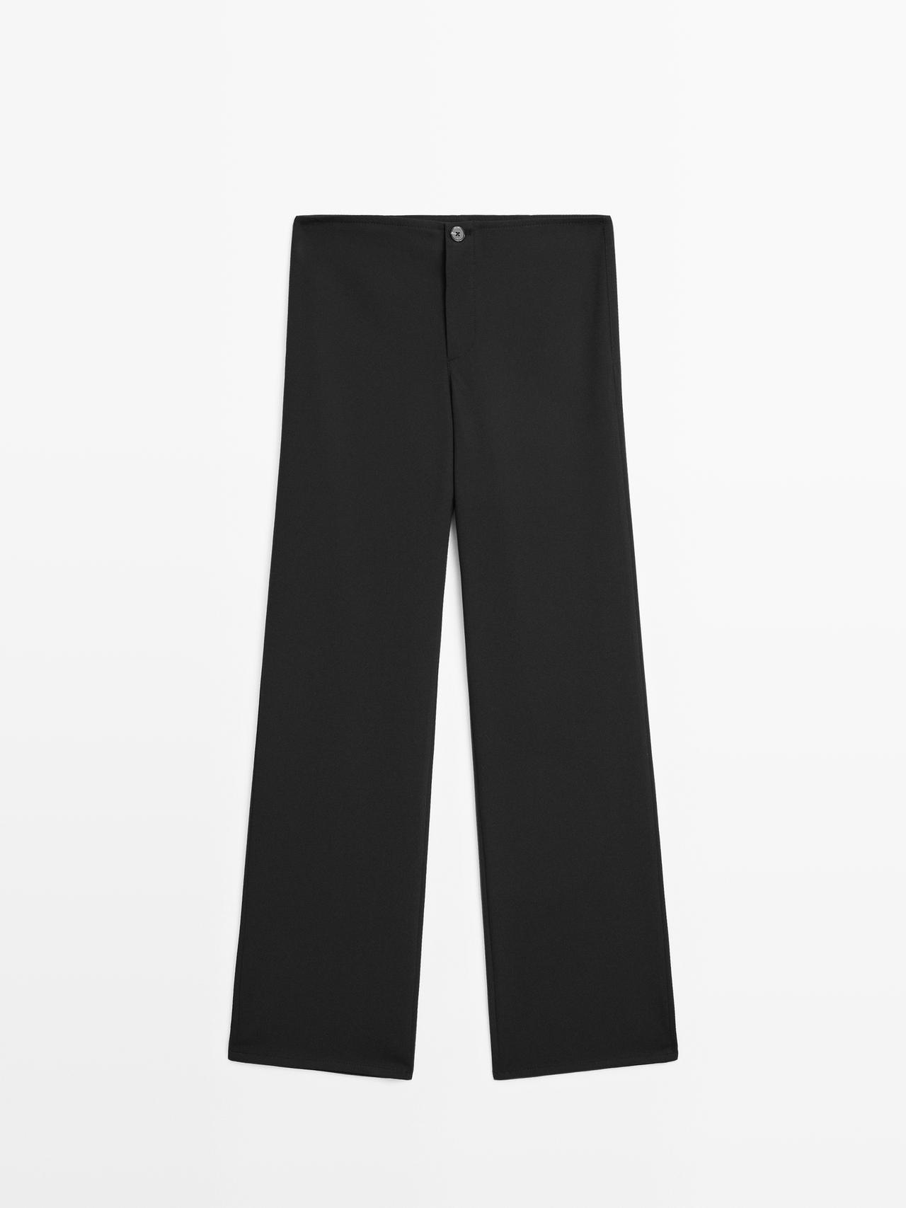 Massimo Dutti - Dame - Mid Waist Bukser Med Lige Ben - Sort - 40