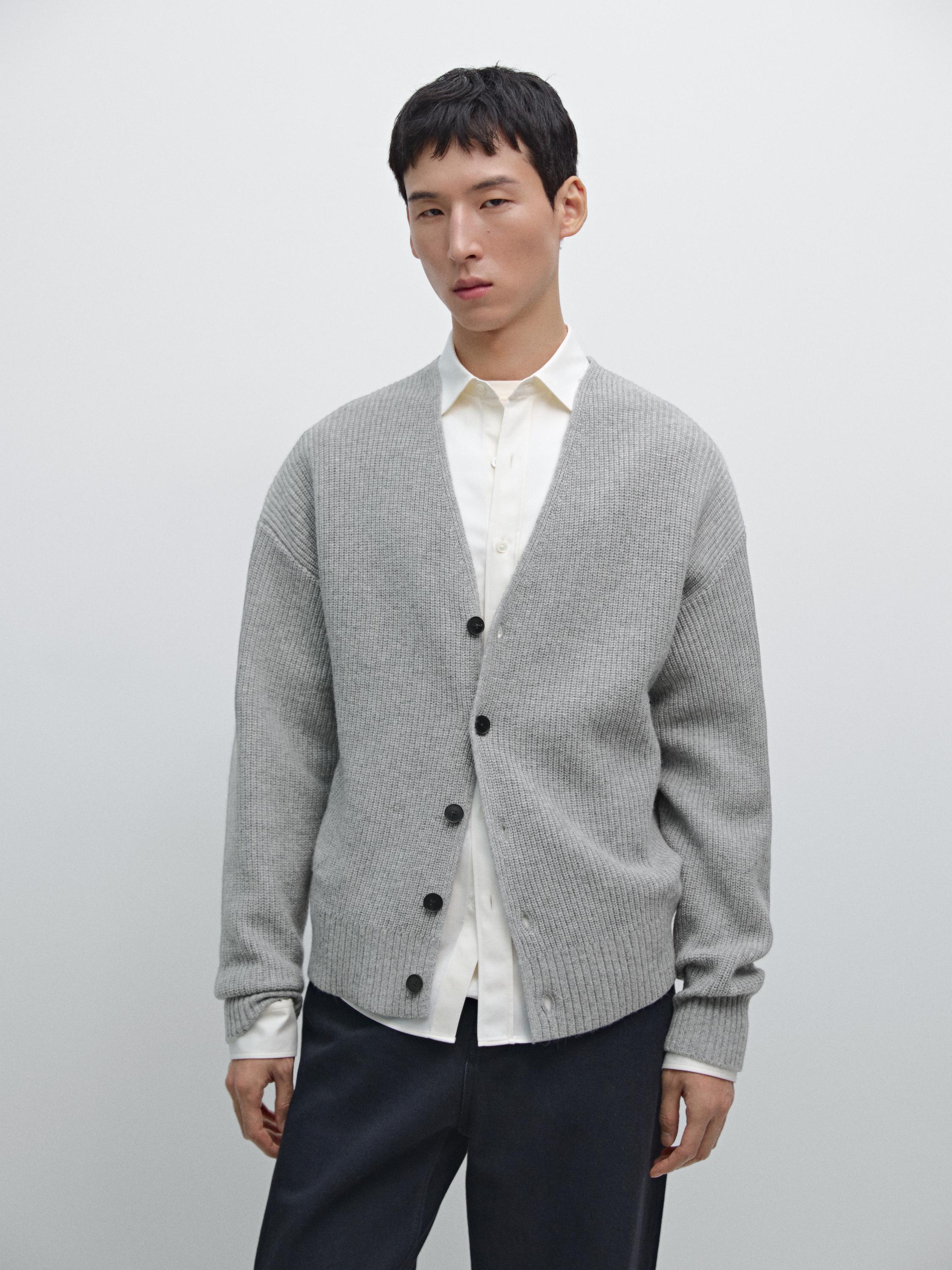 羊毛混紡針織開襟衫