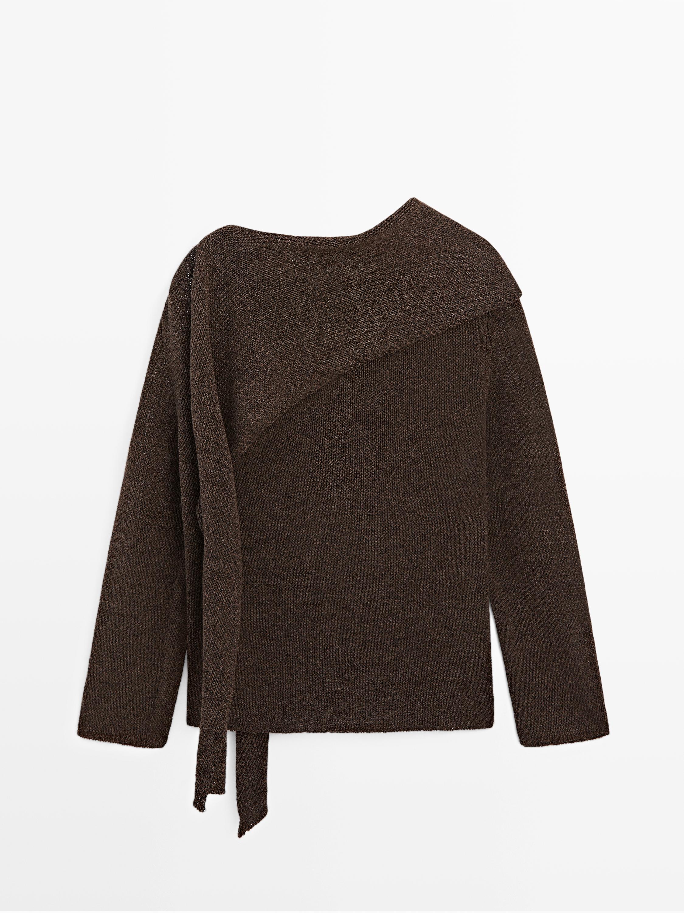 Cotton blend knit cape sweater — Chocolate