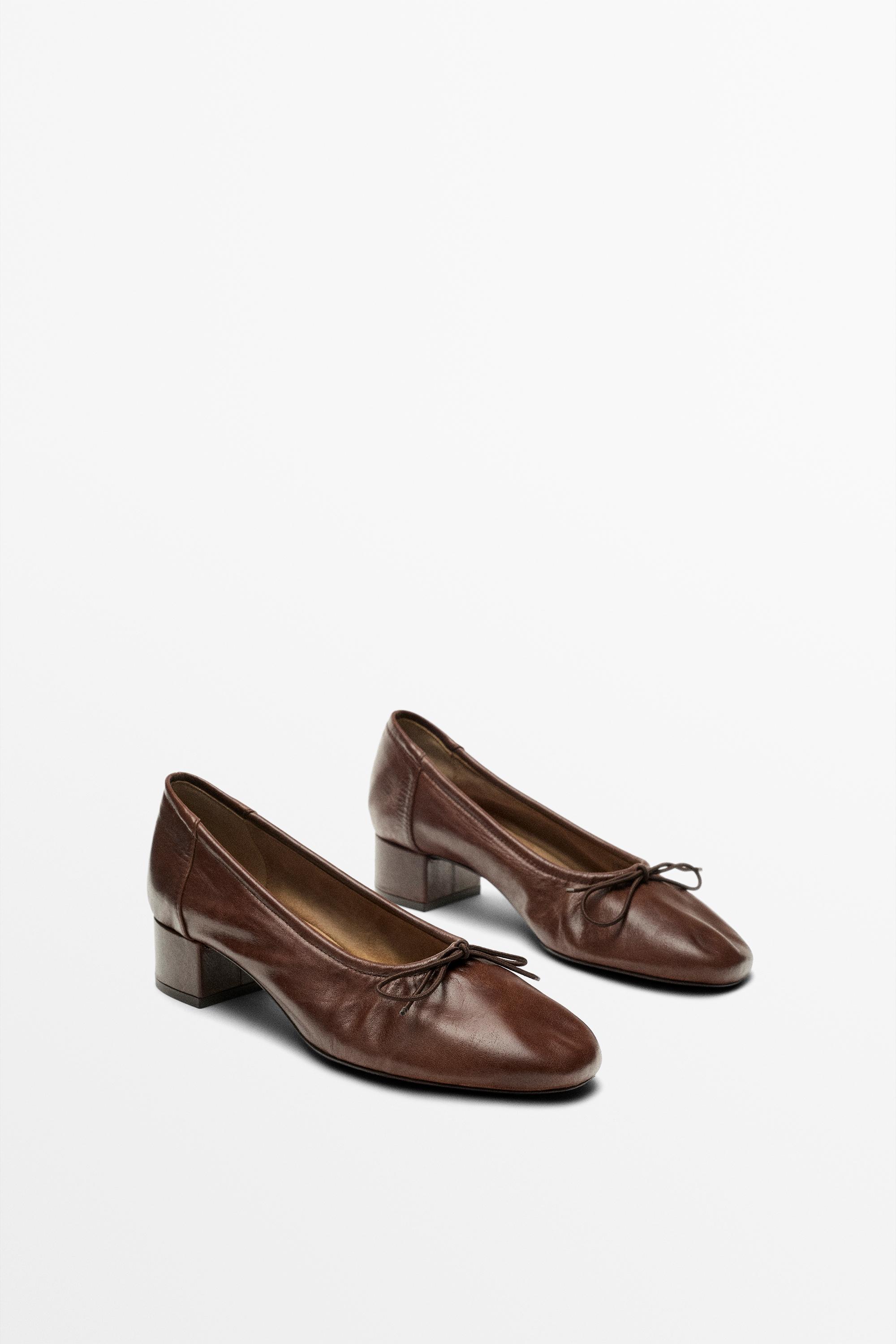 Heeled ballet flat — BROWN