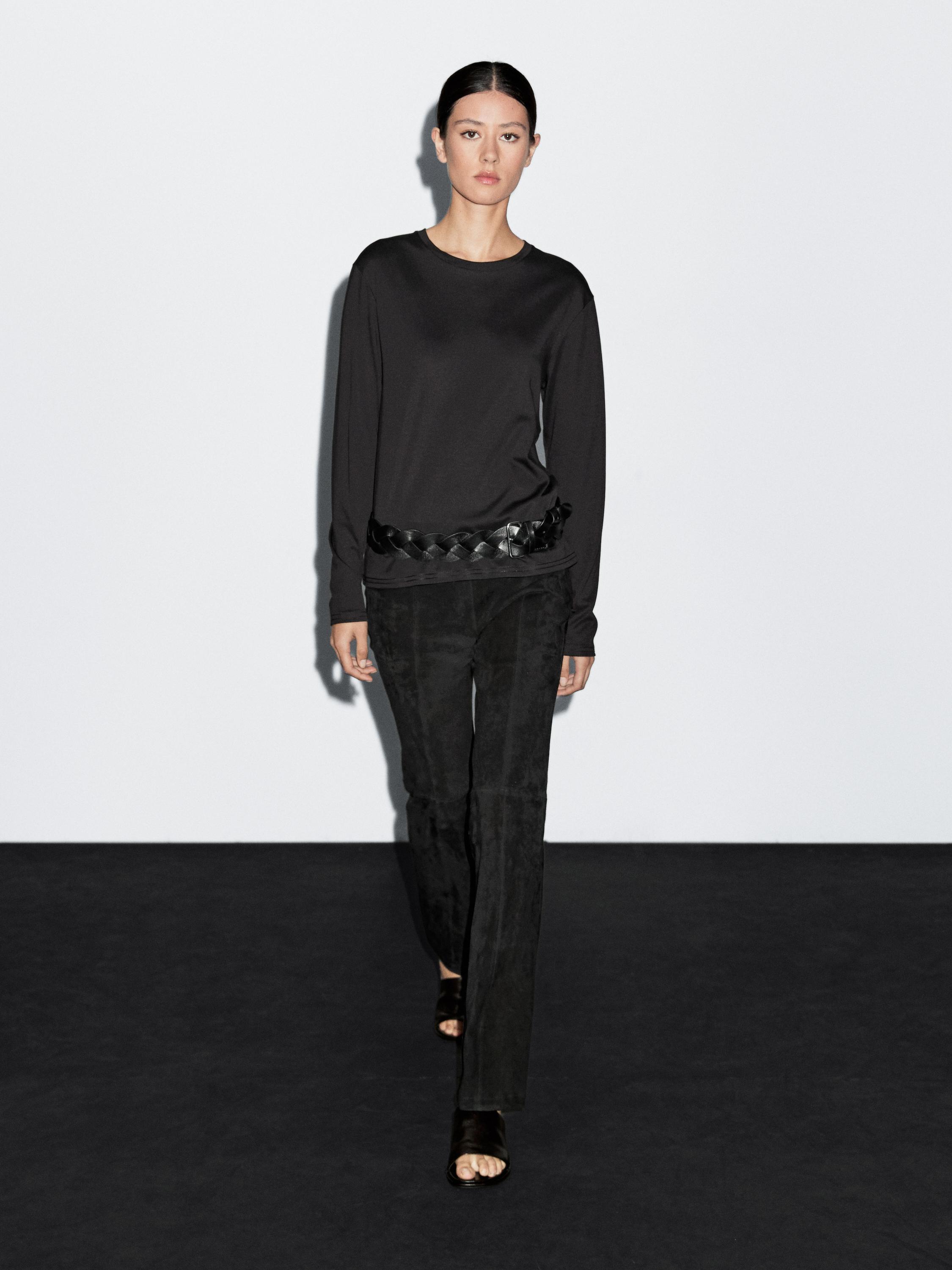 Mid-waist straight-leg trousers